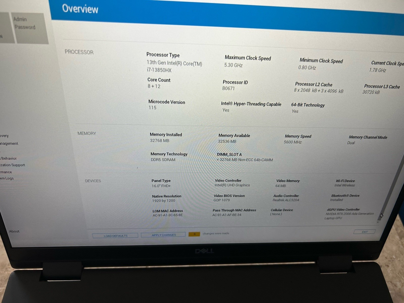DELL PRECISION 7680 13TH Gen- i7 32GB 512gb-SSD 16″ RTX 2000 Win 11!!@