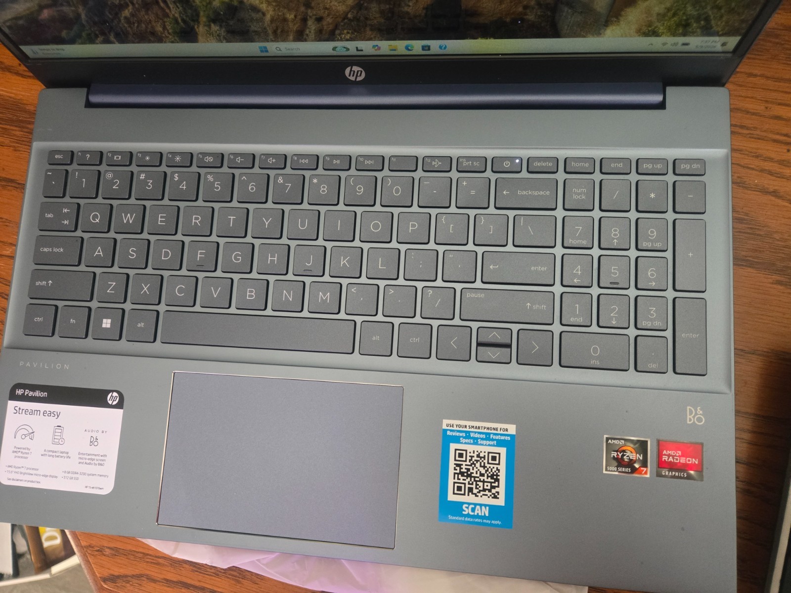 HP Pavilion 15.6″ Ryzen 7 Pro 5700U 16GB RAM 512GB***Full Battery.