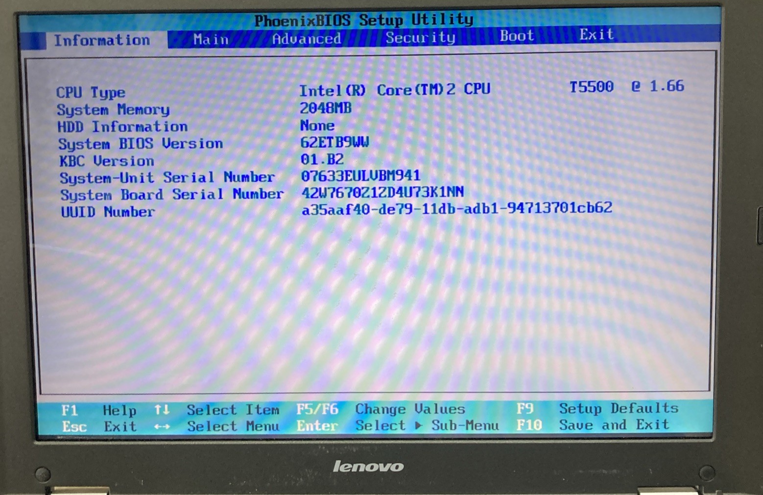 Lenovo 3000 V100 12.1″ Notebook Intel Core 2 Duo 1.66GHz 2GB NO HDD boot to BIOS