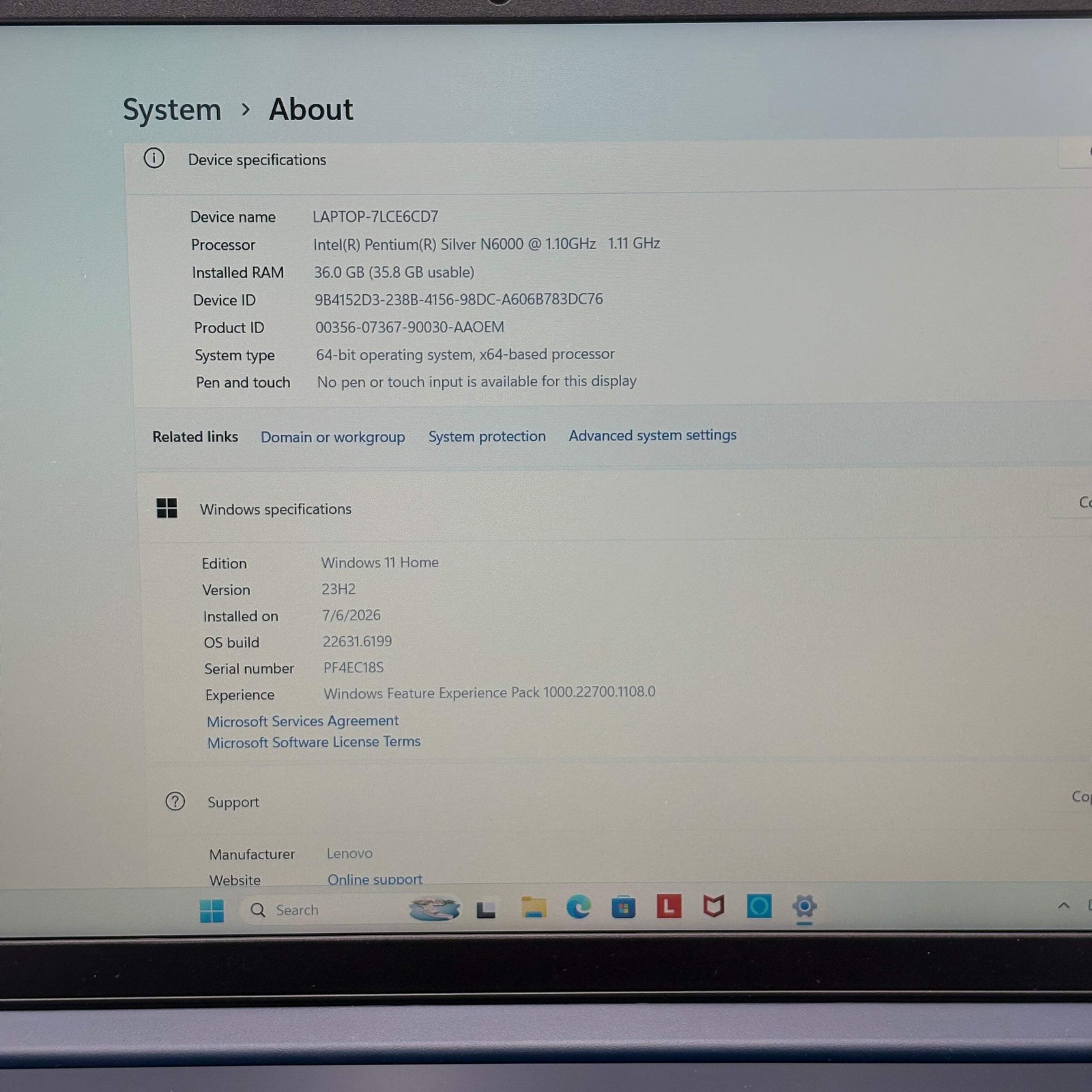 Lenovo IdeaPad 1 15IJL7 Intel Pentium Silver N6000 512GB 36GB Blue