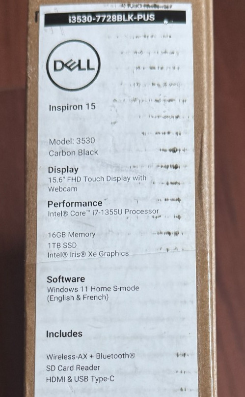 Dell Inspiron 15 3530 15.6″ FHD TOUCH Laptop Core i7-1355U 16GB RAM 1TB SSD Wty