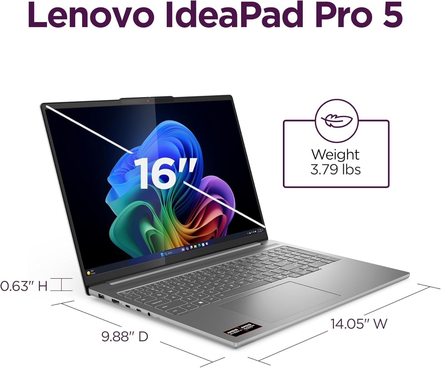 Lenovo IdeaPad Pro 5-2025 – 16″ OLED 2880 x 1800 120Hz Display – 16GB 83JN0019US