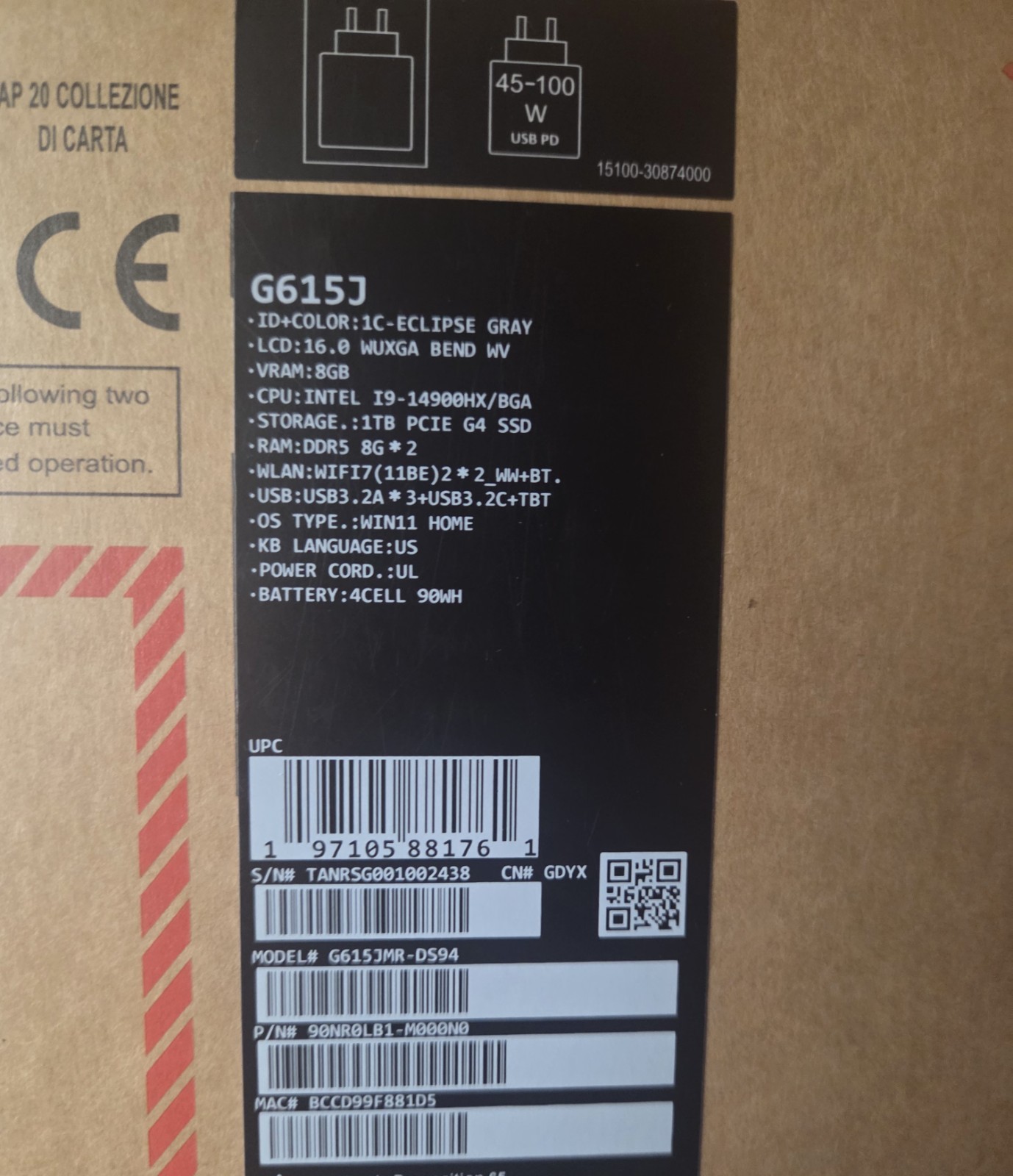ASUS ROG Strix Gaming Laptop i9-14900HX RTX 5060 16GB 1TB SSD Win 11 Pro
