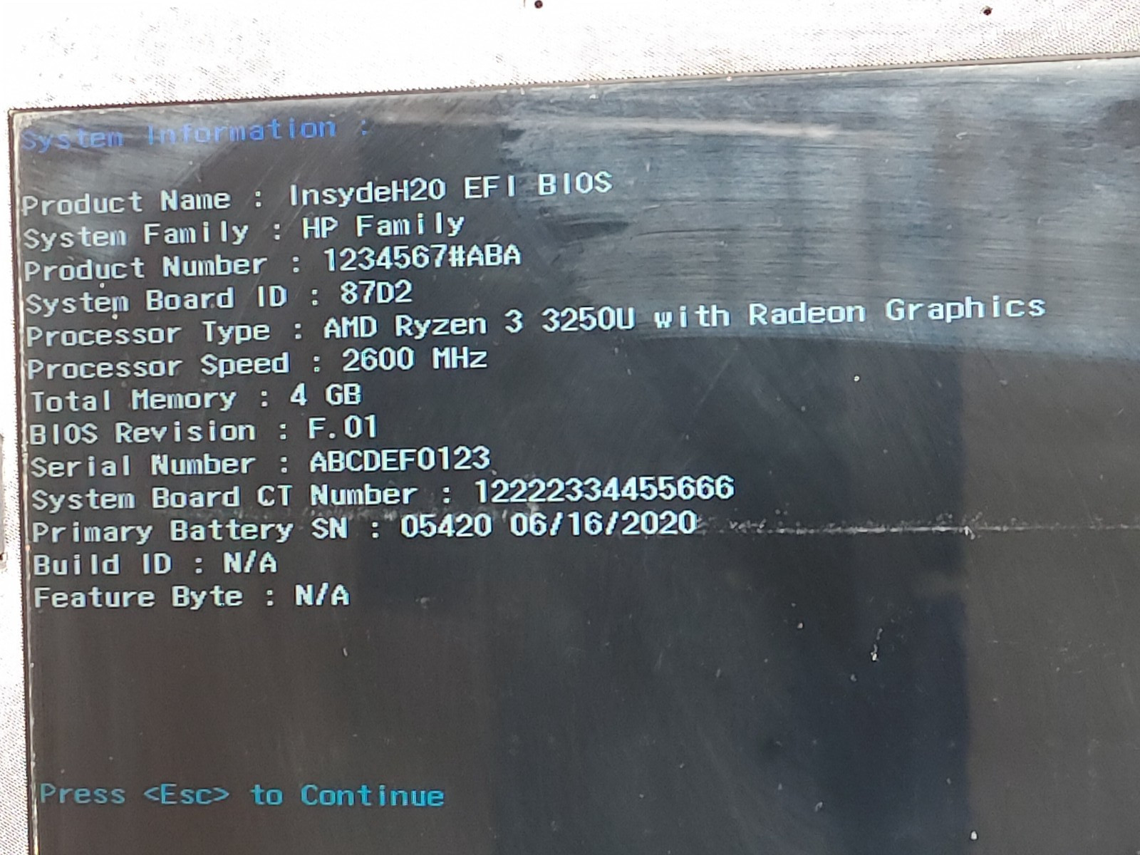 HP AMD Ryzen 3 3250U with Redeon Graphics @ 2.60GHz, 4GB RAM , NO HD FOR PARTS