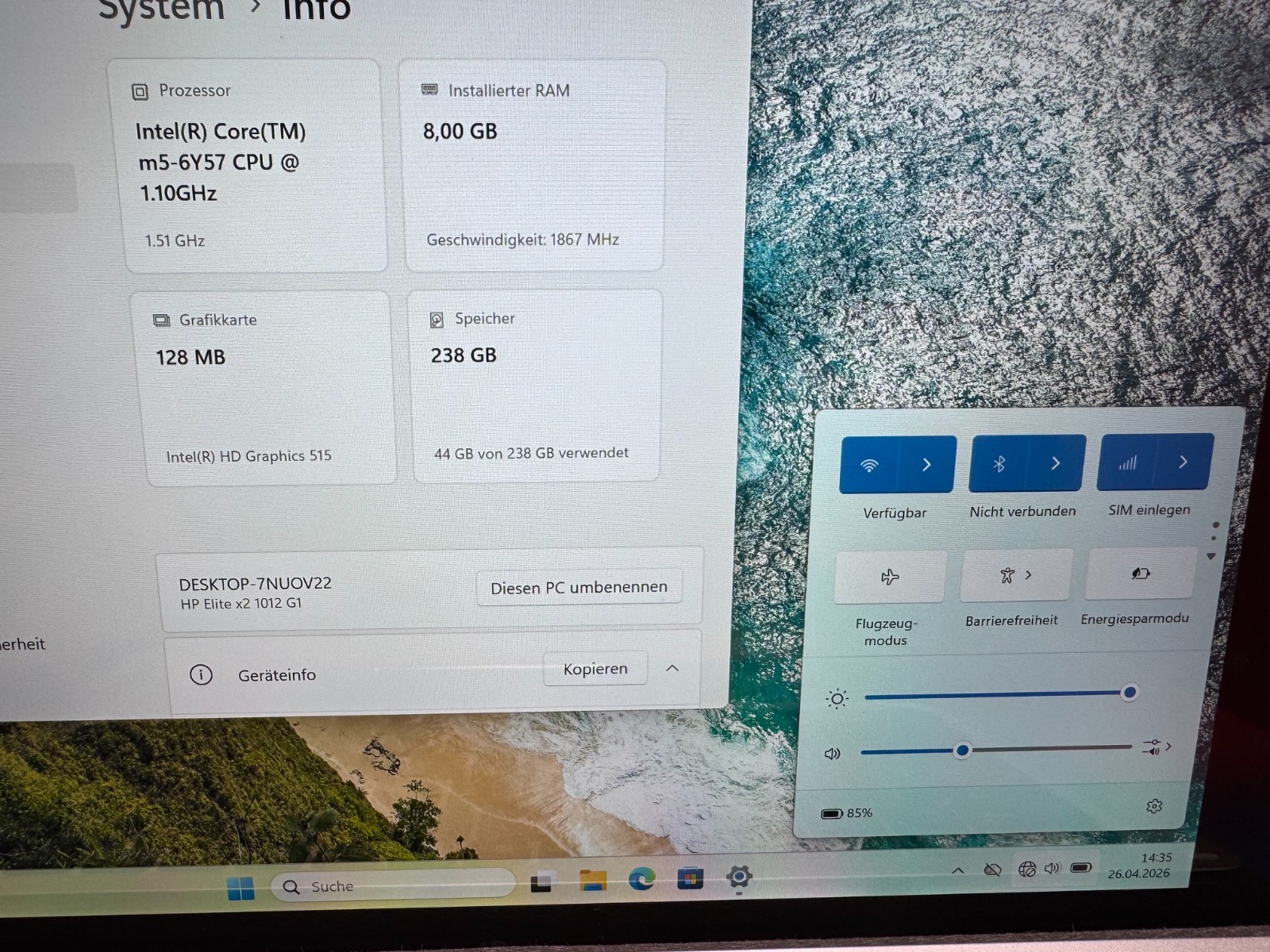 HP Elite X2 1012 G1 2-in-1 m5-6Y57 1.1GHz 8GB 256GB 12″ FHD Win 11 Pro DE LTE NB