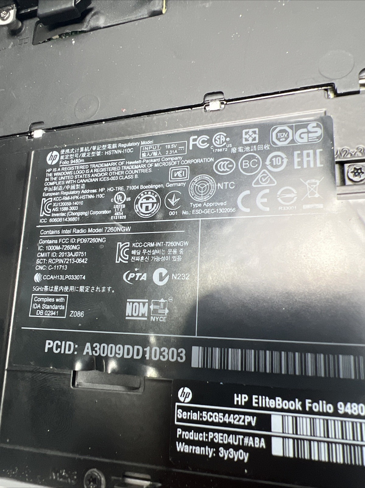 HP EliteBook Folio 9480m Intel Core i7 256GB WIN 10 For Parts Only Broken!!