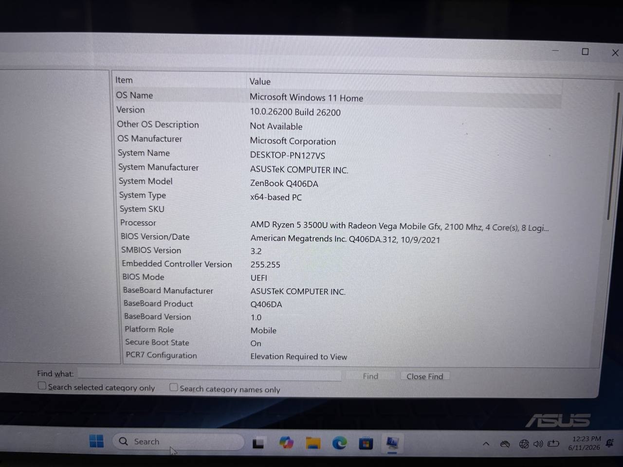 ASUS Q406D 14” Touch 2-in-1 Laptop Ryzen 5 3500U 8GB 256GB SSD As Is Read PH9