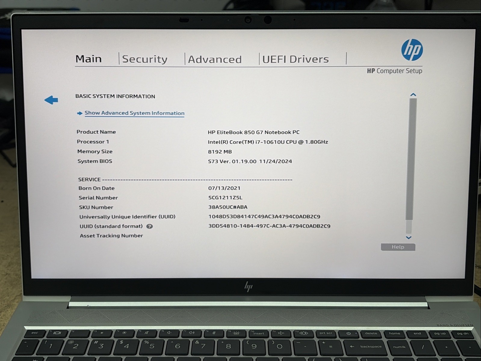 HP EliteBook 850 G7 15.6″ UHD i7-10610U 8GB RAM 256GB SSD No OS