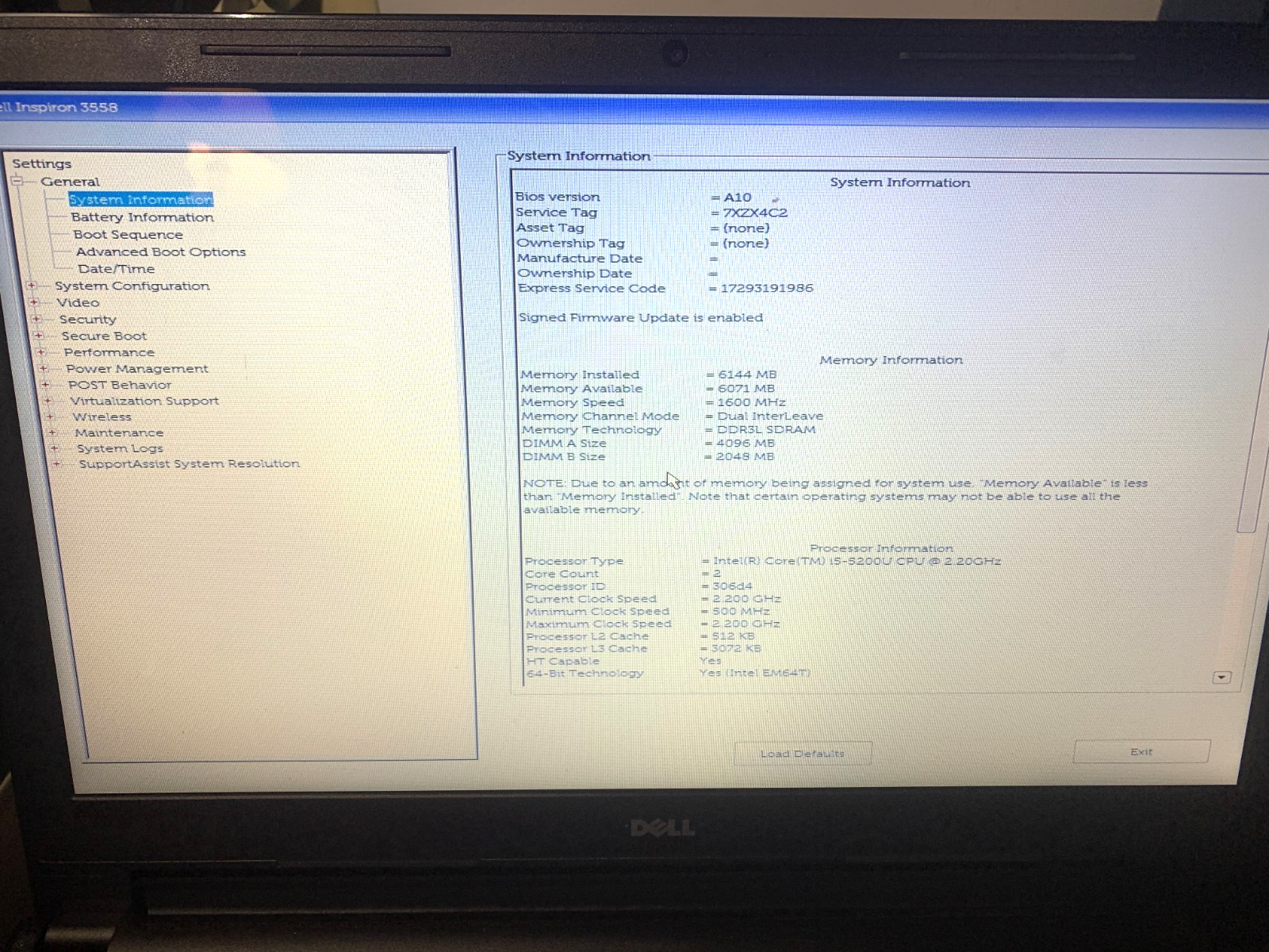Dell Inspiron 3558 15.6″ Intel i5-5200U 2.20Ghz 6GB RAM 1000GB SSD w/ AC Adapter
