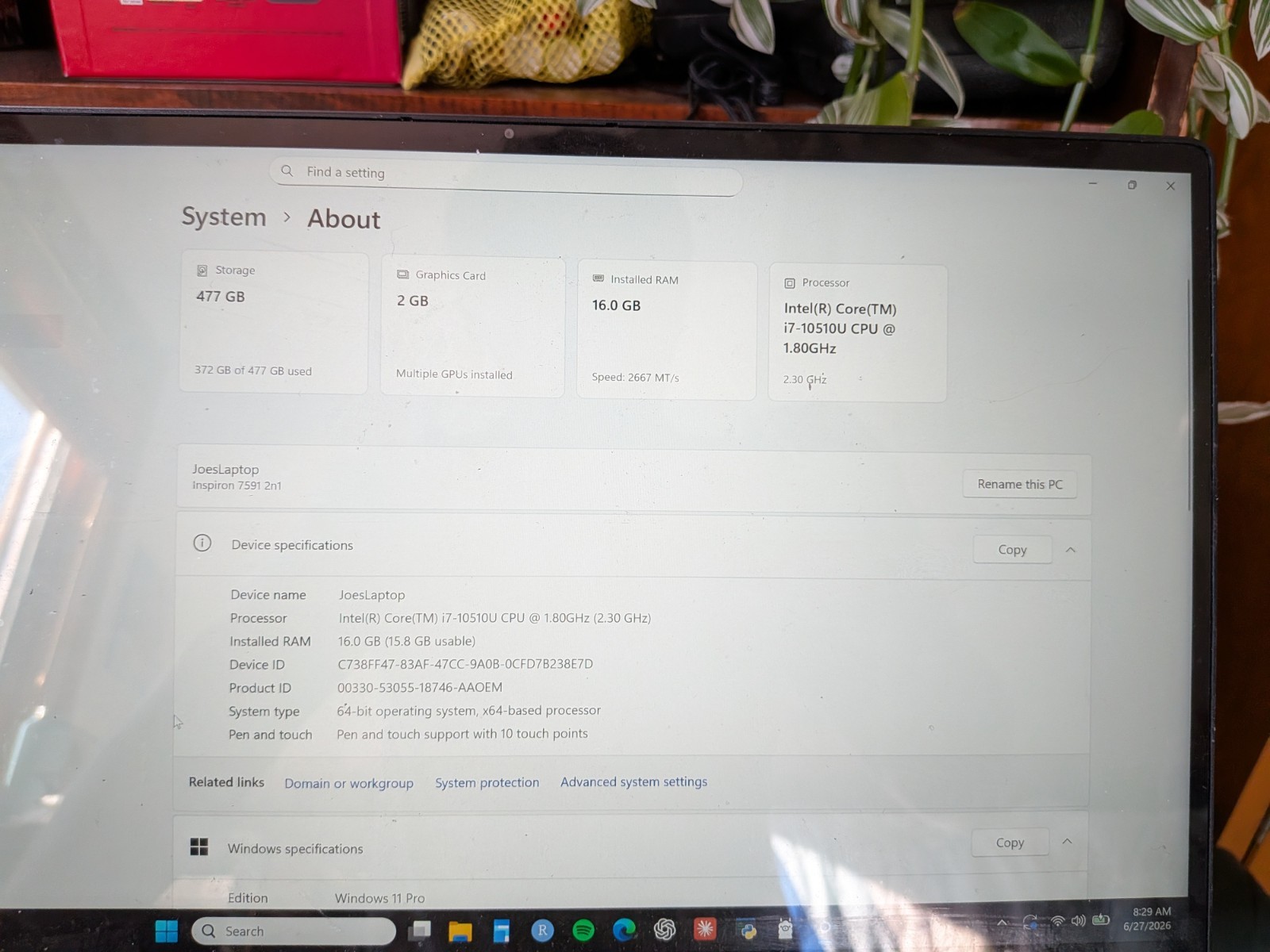 Dell Inspiron 15 7591 2-in-1 Black Laptop Used