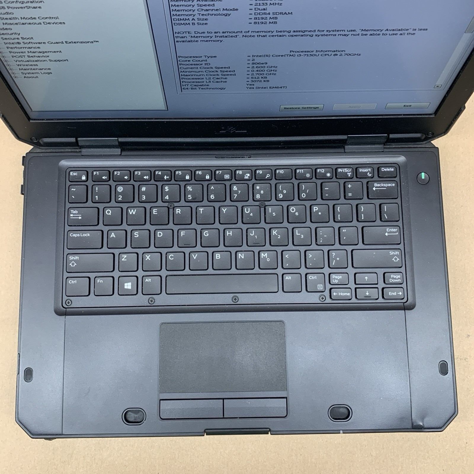 Dell Latitude Rugged 5420, Core i3-7130U @ 2.7GHz, 16GB RAM, No SSD, No OS