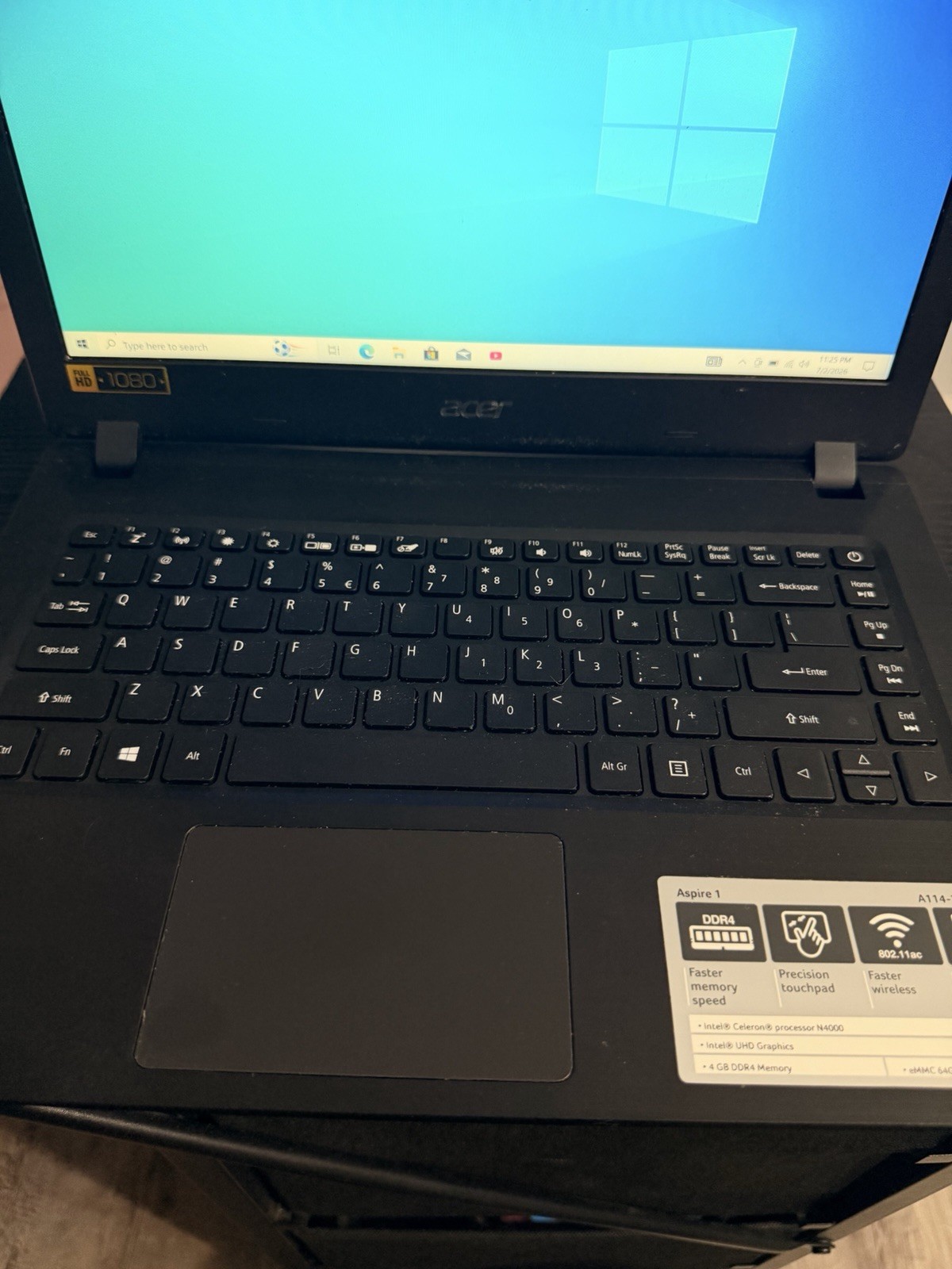 Acer Aspire 1 A114-32 14in FHD Celeron N4000 4GB 64GB eMMC Win10