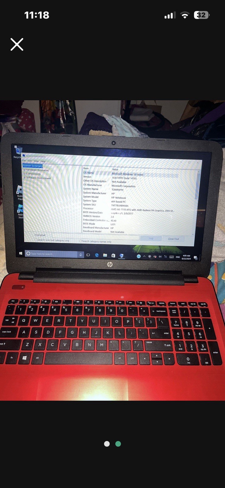 HP Notebook Laptop Red 15.6″ Windows 10 AMD A6-7310 Radeon R4 Casual Computing