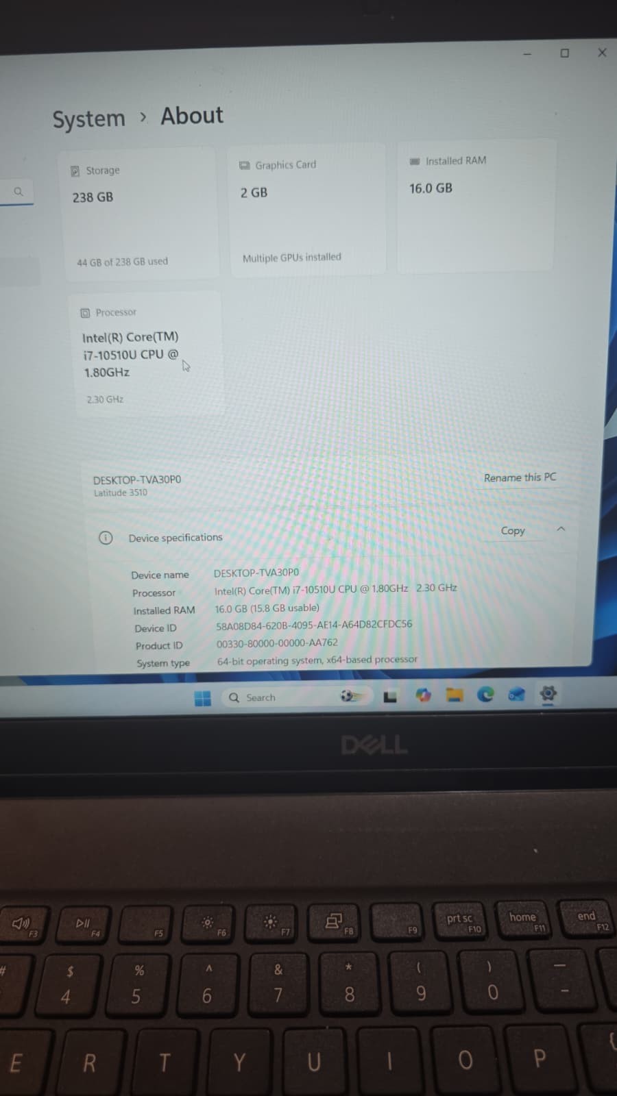 Dell Latitude 3510 15.6″ FHD i7-10510U 16GB 256GB SSD MX230 Win 11 Pro
