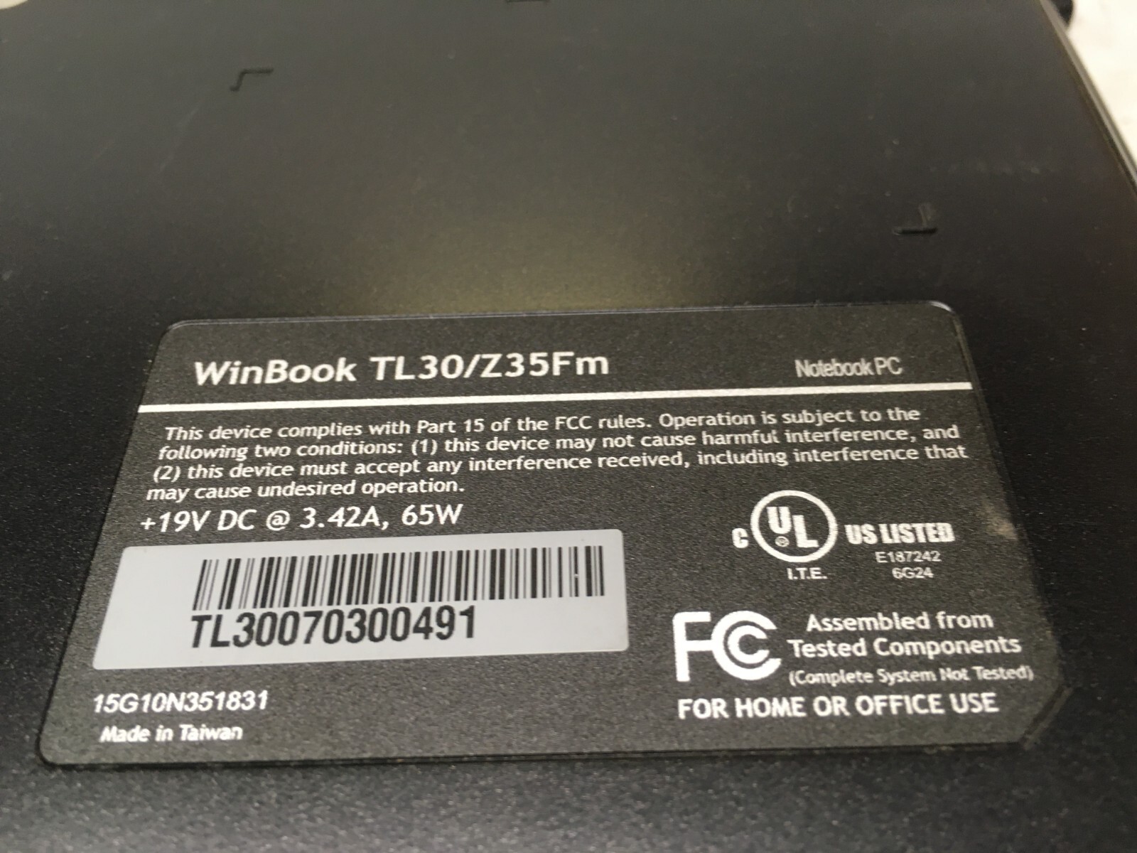 WinBook TL30/Z35Fm 14″ [FOR PARTS] Intel Core 2 T5500 @ 1.66 GHz – JZ
