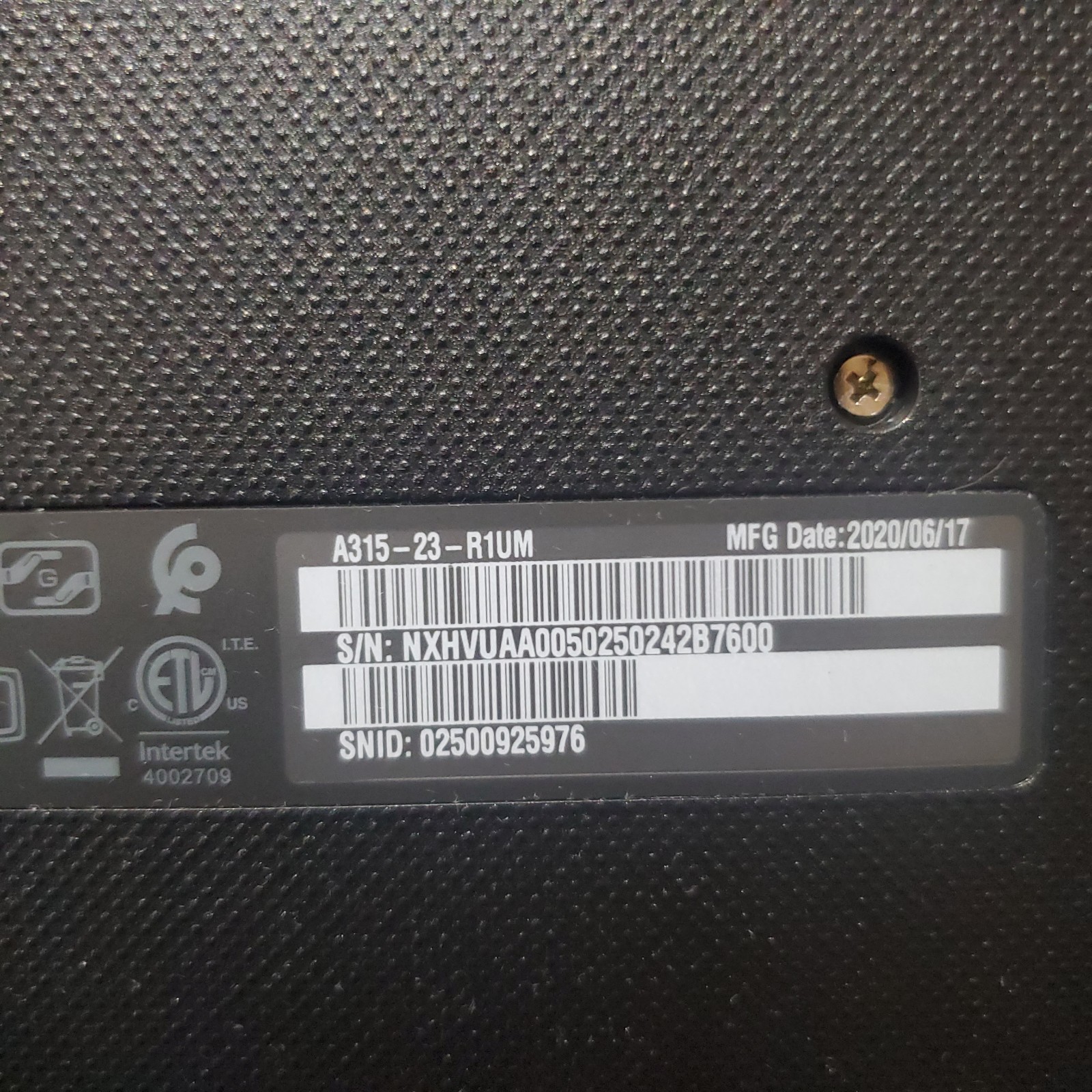 Acer Aspire 3 A315-23 Series 15.6″ (N18Q13) Laptop *FOR PARTS* (Near Mint)