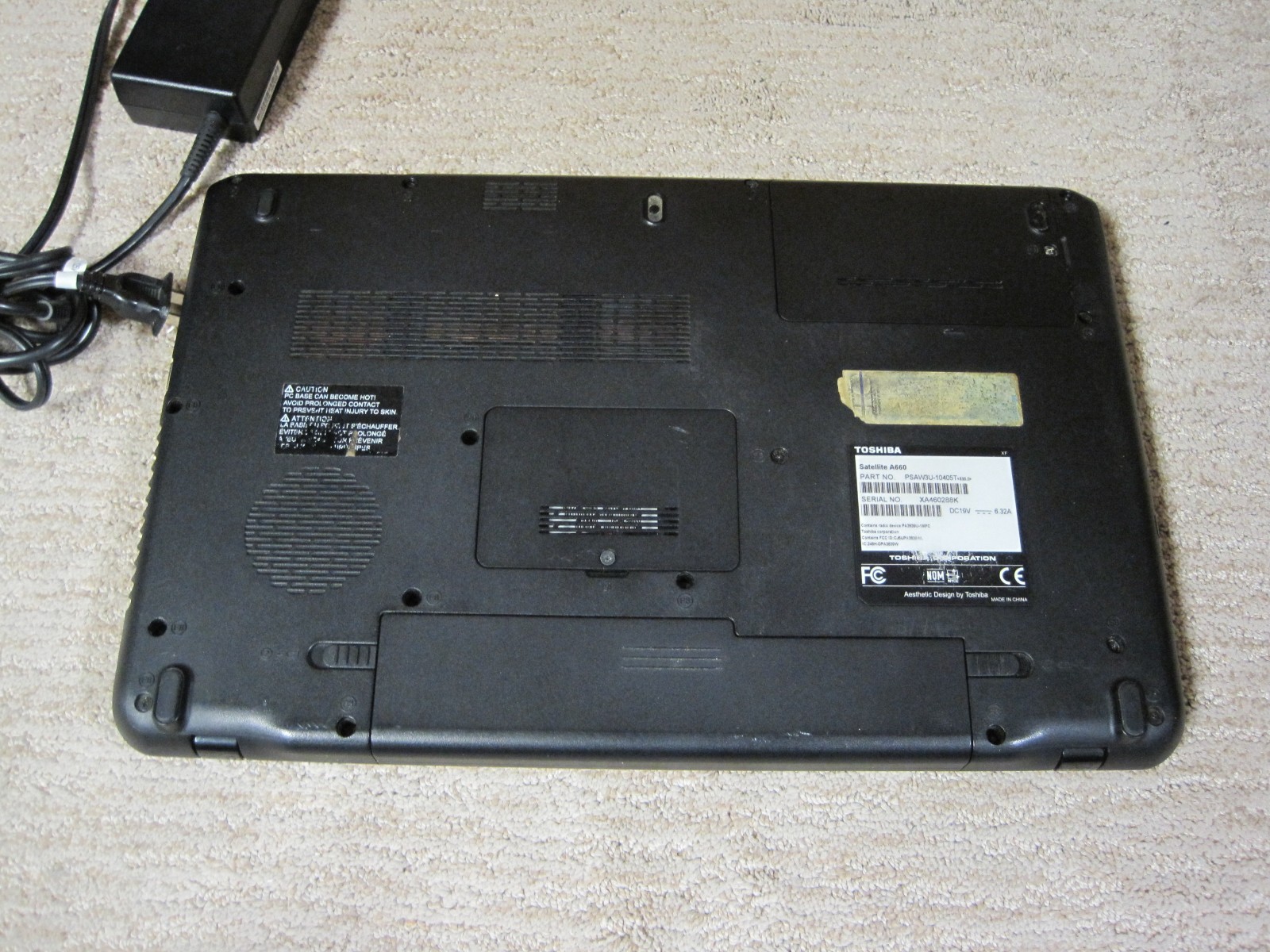 Toshiba A660-SERIES PSAW3U 10405T Windows 10 and Power Supply