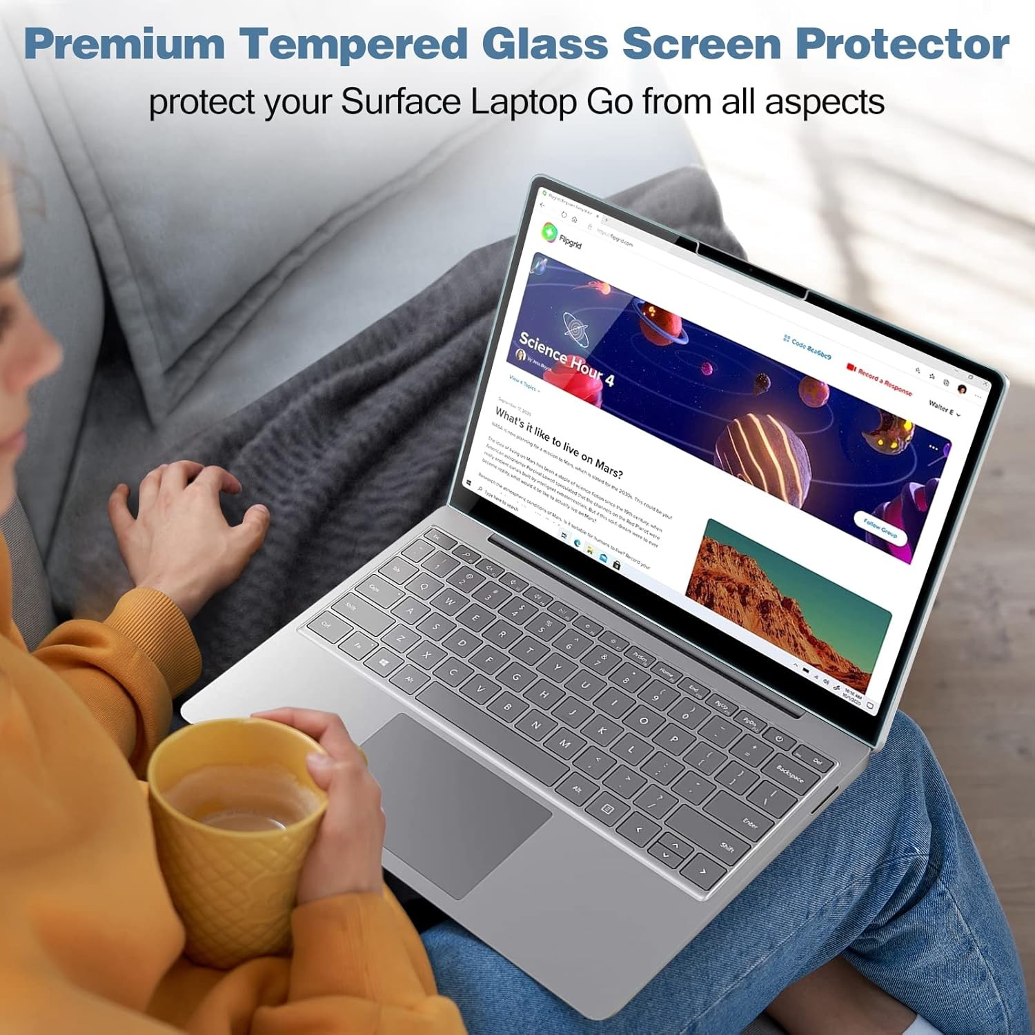 Tempered Glass Screen Protector for Microsoft Surface Laptop Go 3/2/1 12.4 Inch