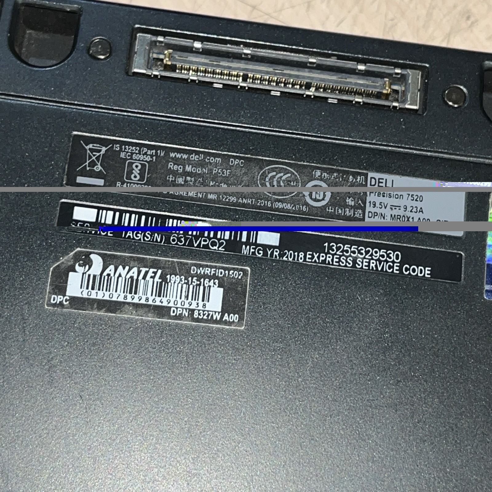 DELL LATITUDE 7520 INTEL CORE I7-7850HQ 2.9GHZ 8GB RAM NO HD