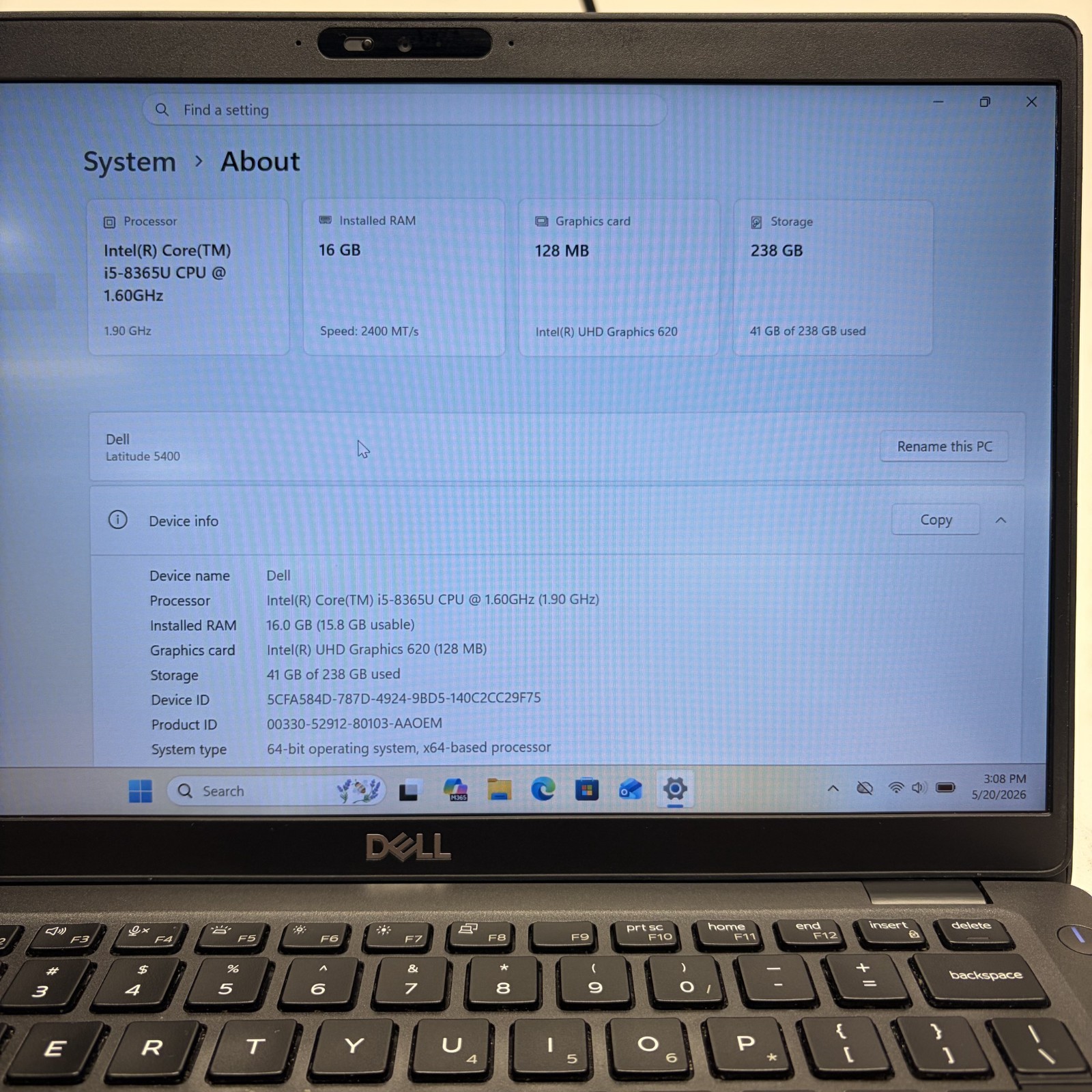 Dell Latitude 5400 w/ Power Supply