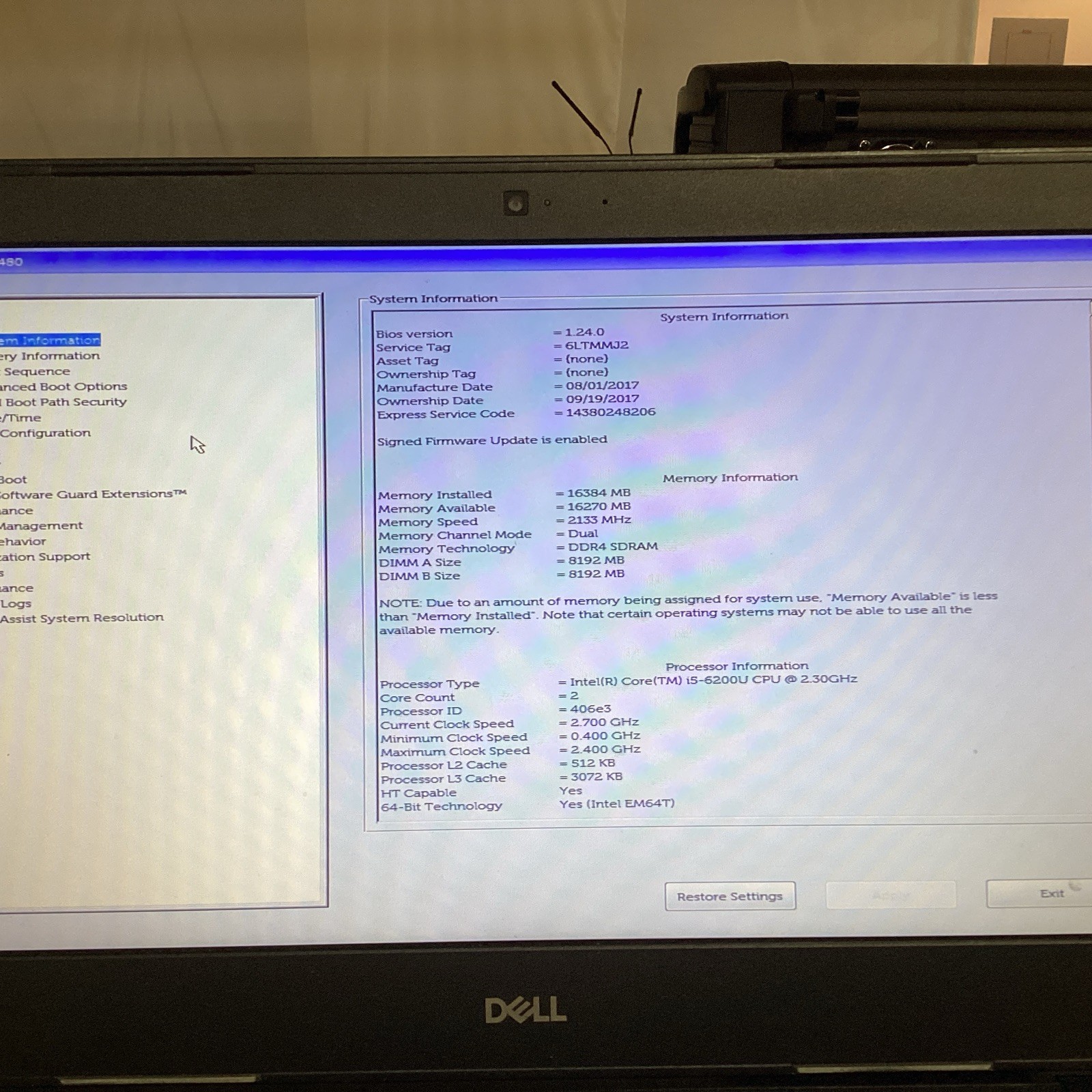 Dell Latitude 3480 14″ i5-6200U@2.30GHz 16GB RAM 120GB HDD Windows 10 Pro