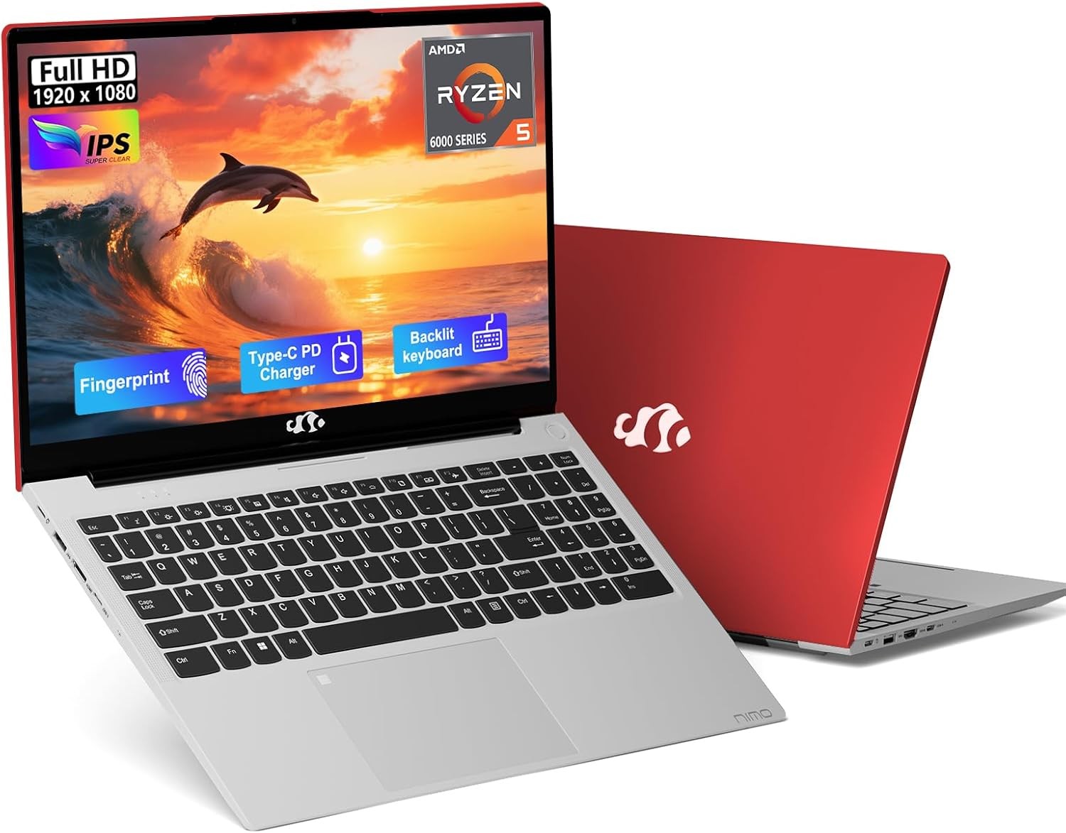 NIMO 15.6” Laptop 6-Cores AMD Ryzen 5 6600H 8GB DDR5 256GB SSD up to 4.5GHz