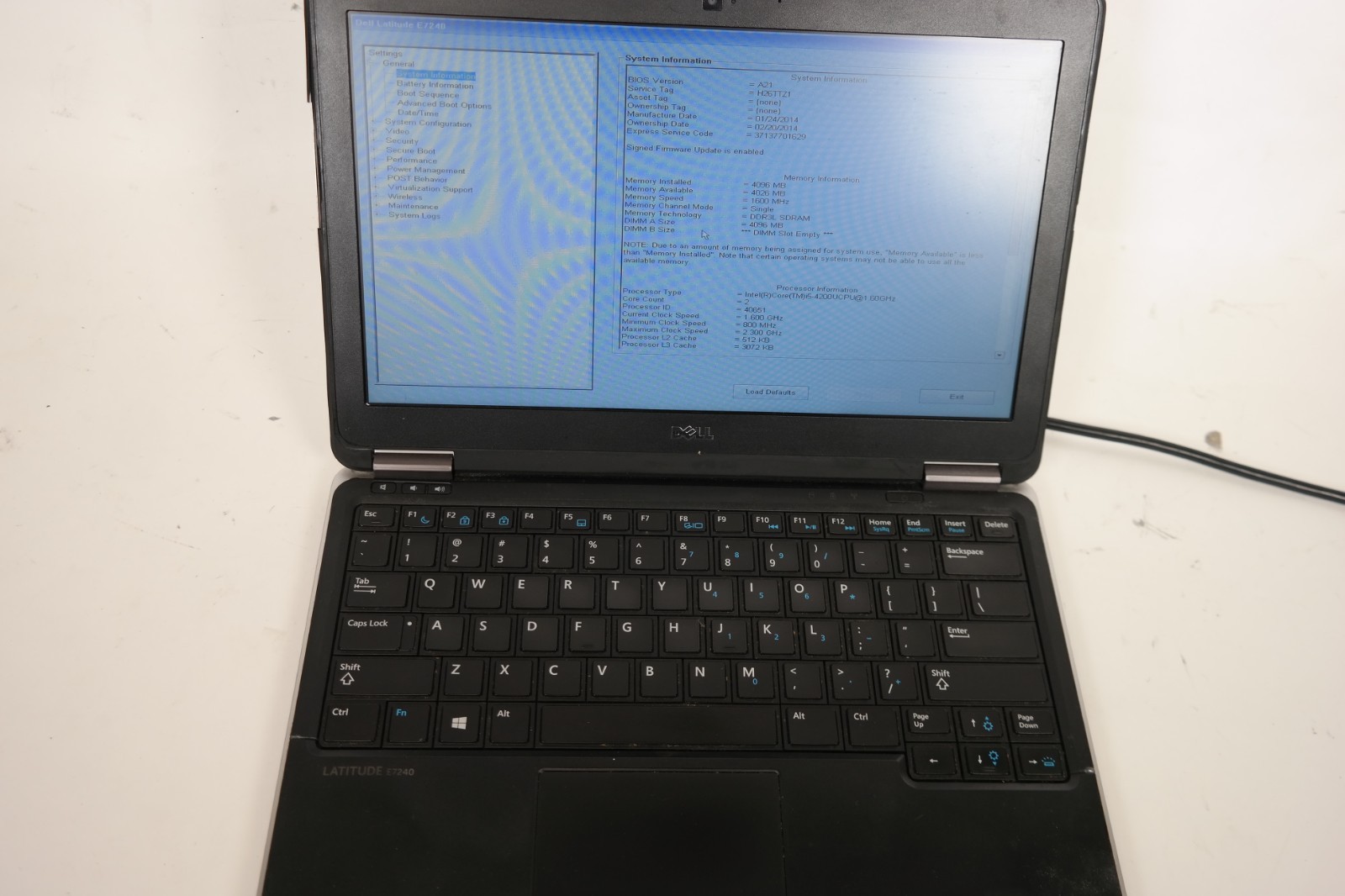 Dell Latitude E7240 i5 No RAM No HDD No Battery No Backplate Boots BIOS (Tested)