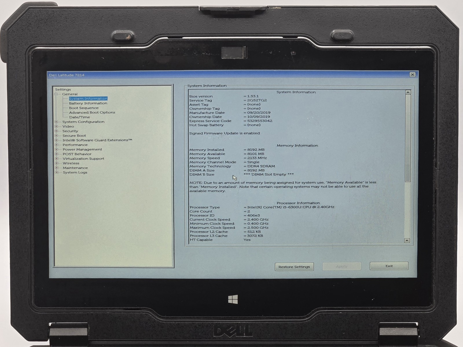 LATITUDE 7214 RUGGED EXTREME 12″ I5-6300U 512GB 8GB W10P Backlit Keyboard *READ*