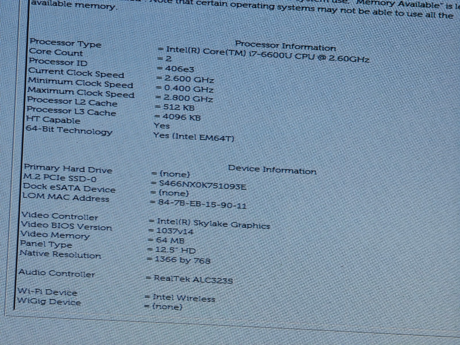 Dell Latitude E7270 P26S – NO BOOT DRIVE/RAM, Intel i7-6600U