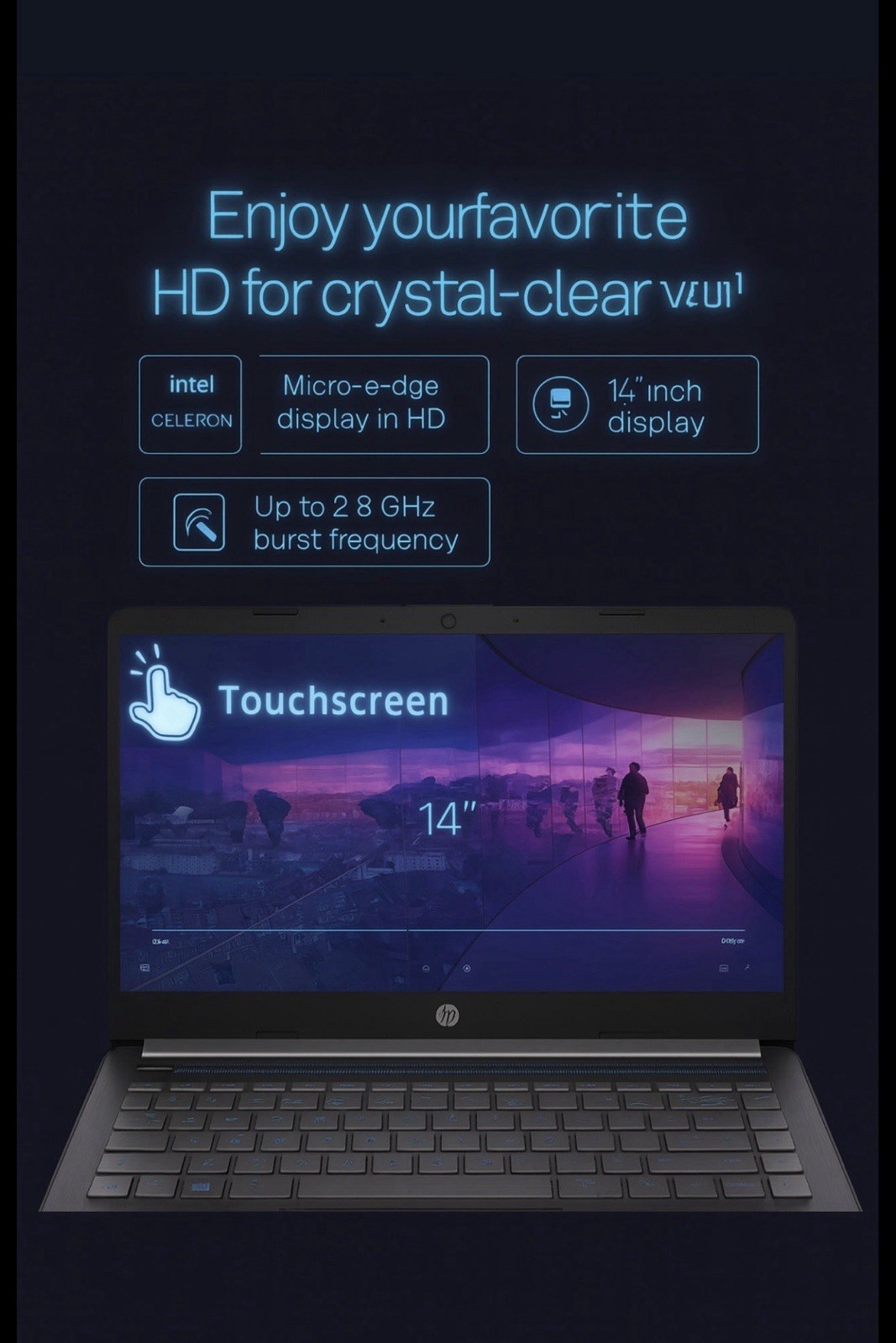 HP 14” Touchscreen Laptop Computer for Home Student Study, 1-Year Office 365,