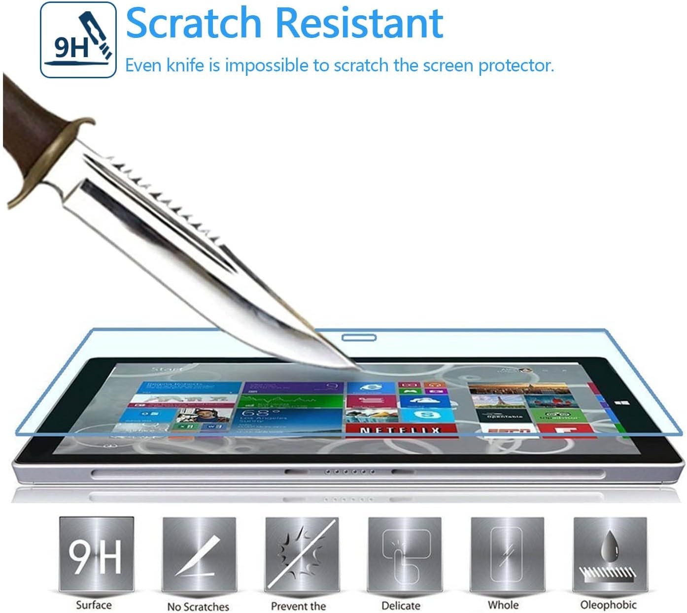 Microsoft Surface Pro 6 Screen Protector, Tempered Glass, Bubble Free, Ultra Sen