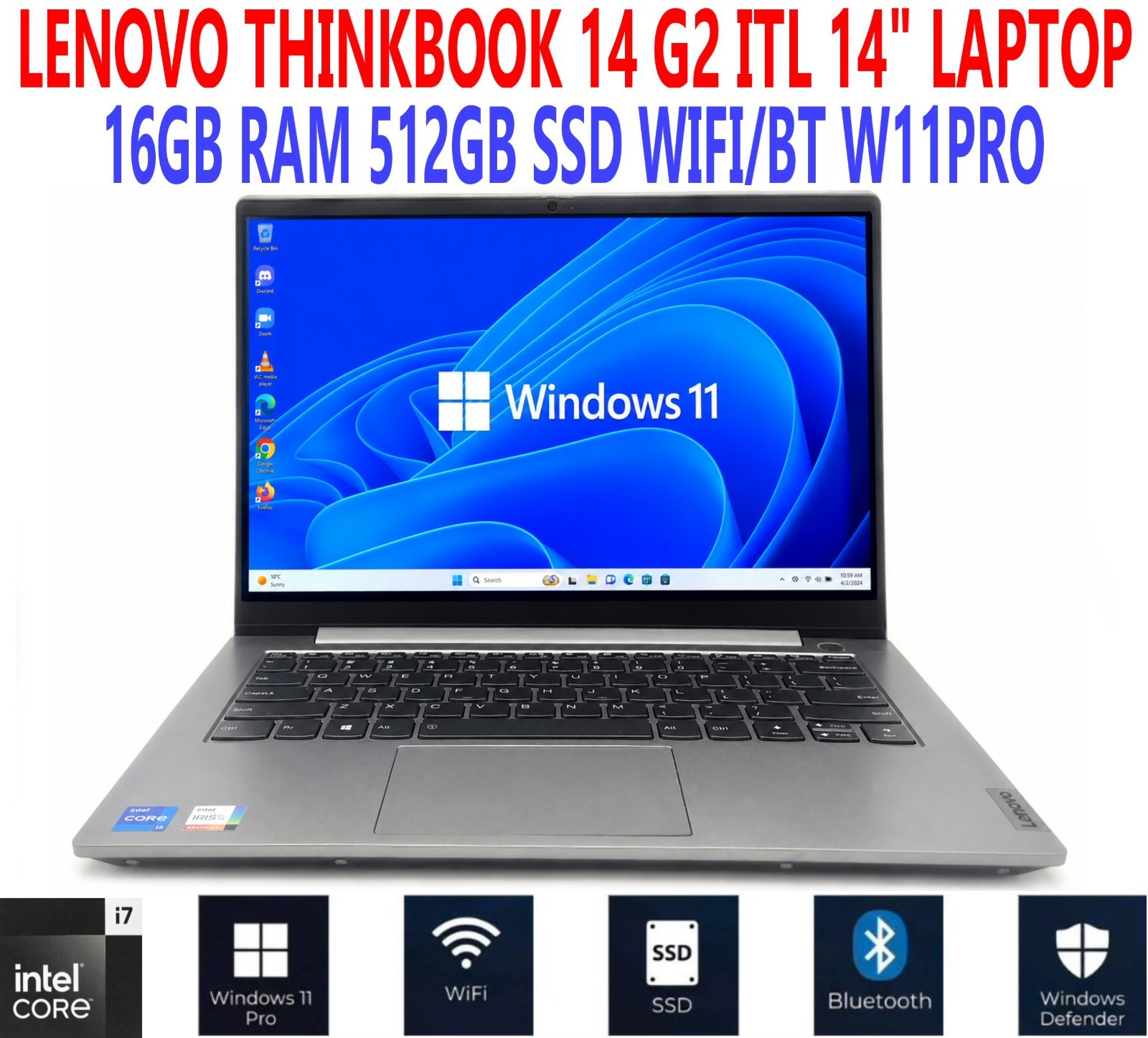LENOVO THINKBOOK 14 G2 ITL LAPTOP i7-1165G7 2.80GHz 14″ 16GB RAM 512GB SSD
