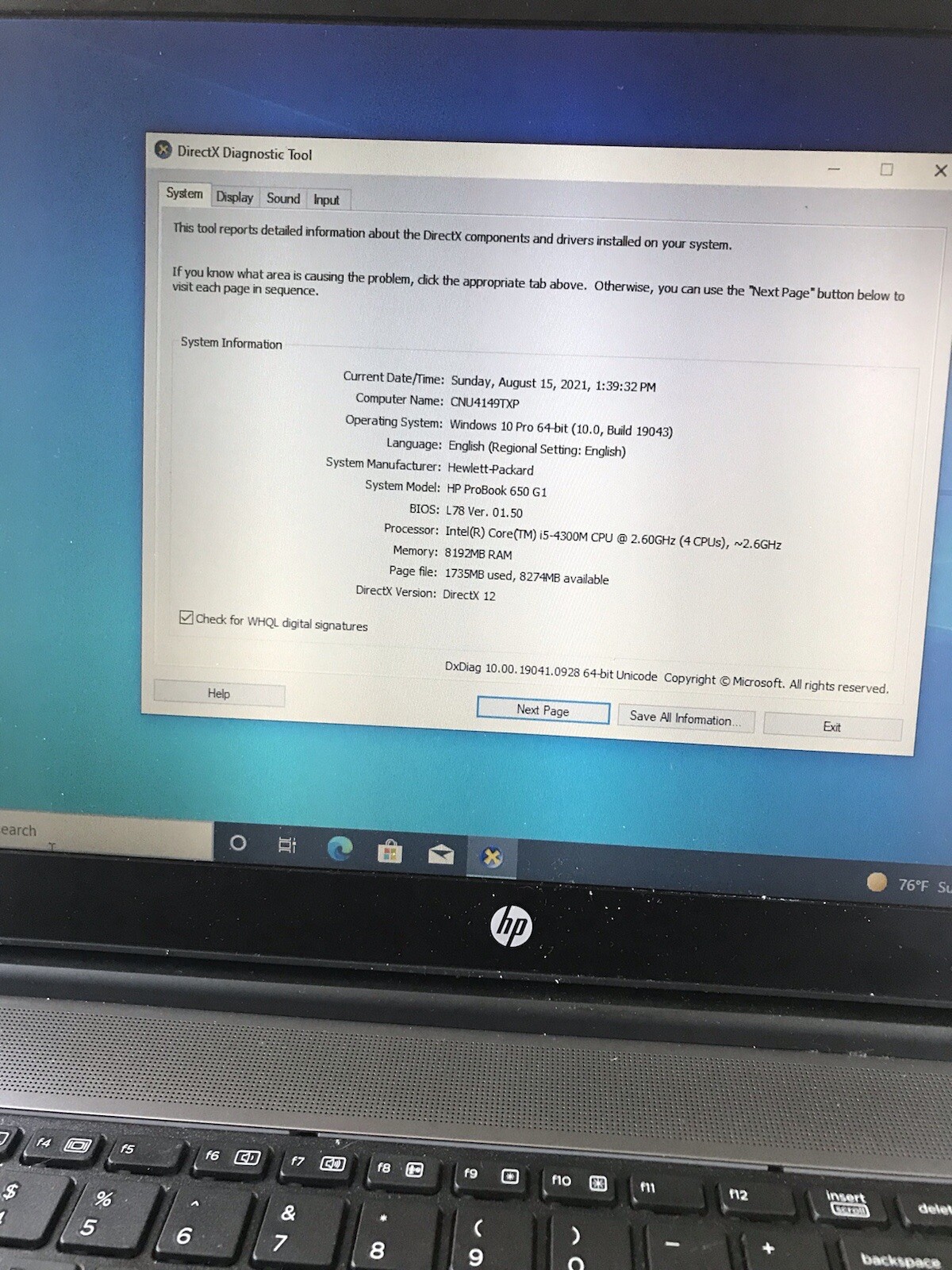 HP ProBook 650 G1 15.6″ (128GB SSD, Intel Core i5-4300M, 2.6GHz, 8GB RAM) Notebo
