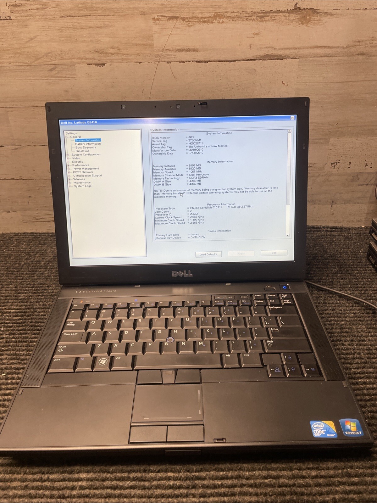 *PARTS* Dell Latitude E6410 Laptop Intel Core i7-M620 8GB Ram No HDD/COVER/OS
