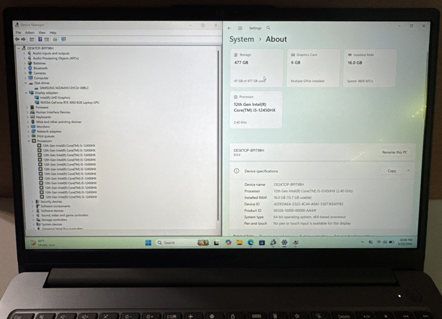 Lenovo LOQ 15IAX9E Laptop 15.6″ i5-12450HX NVIDIA RTX 3050 16GB RAM 512GB SSD