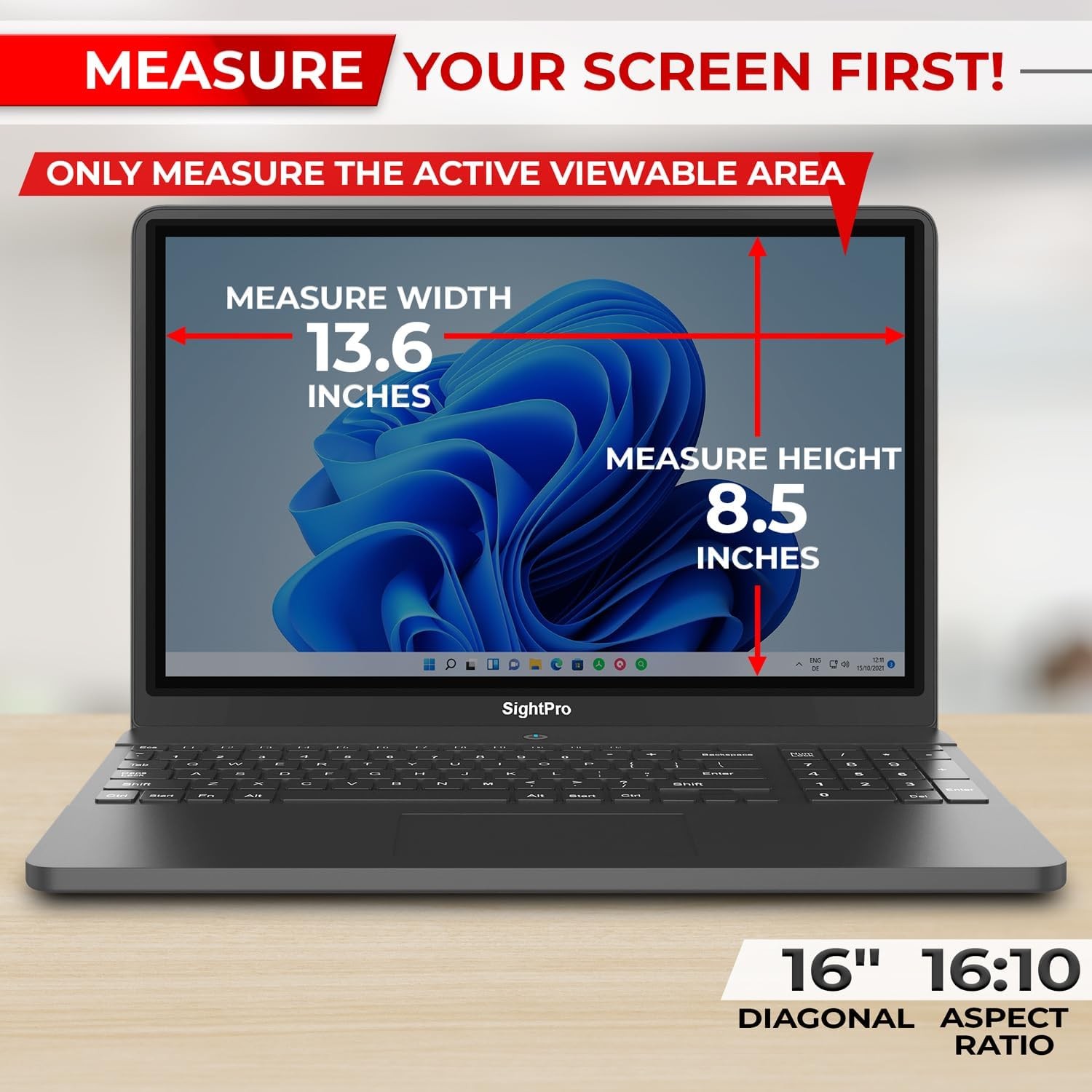 16 Inch Laptop Privacy Filter 16:10 – High Clarity Protector for Computer Screen