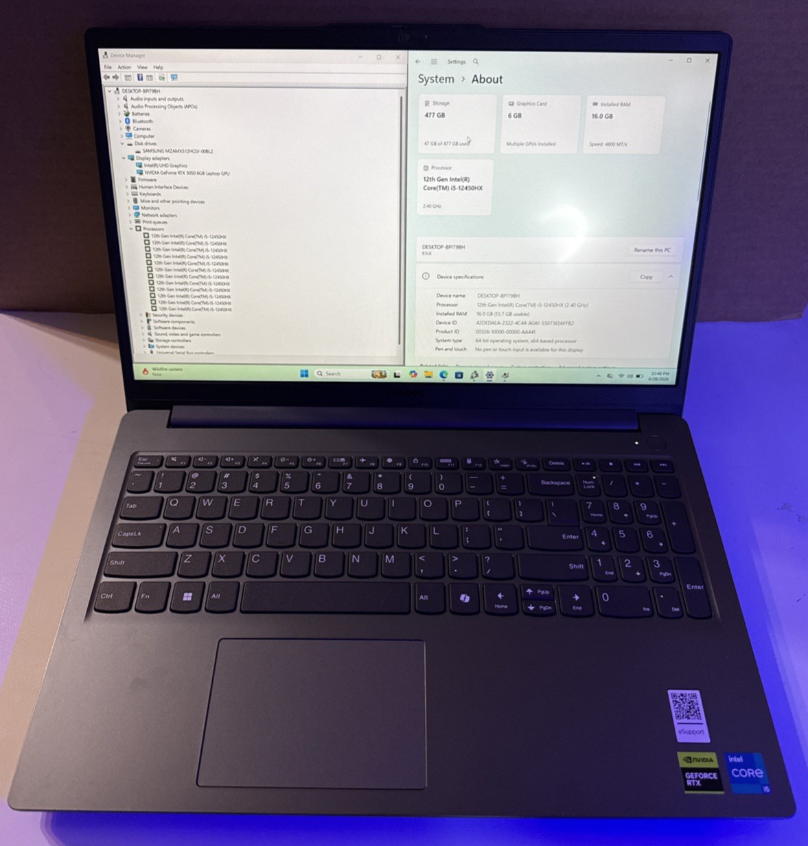 Lenovo LOQ 15IAX9E Laptop 15.6″ i5-12450HX NVIDIA RTX 3050 16GB RAM 512GB SSD