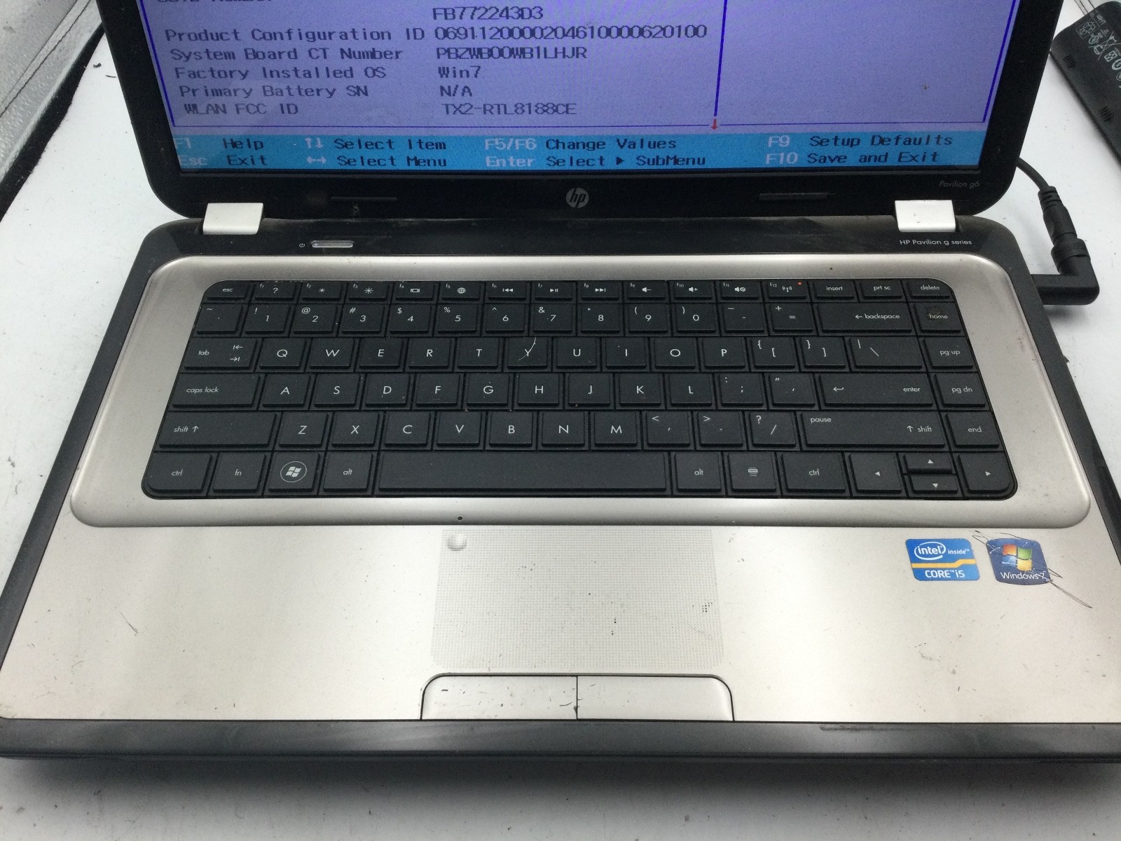 HP PAVILION G6 – BOOTS TO BIOS – INTEL I5 2430M – NO RAM – READ DESCRIPTION – BB