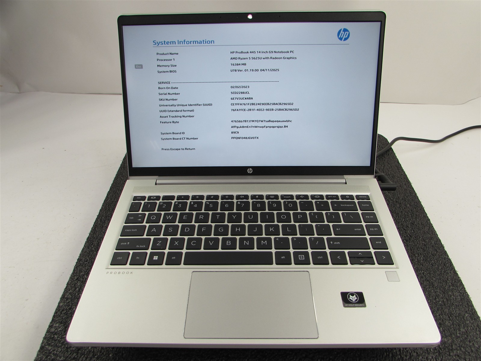 HP PROBOOK 445 (G9) FHD AMD RYZEN 5 5625U 512GB SSD 16GB RAM AMD GPU NO O.S