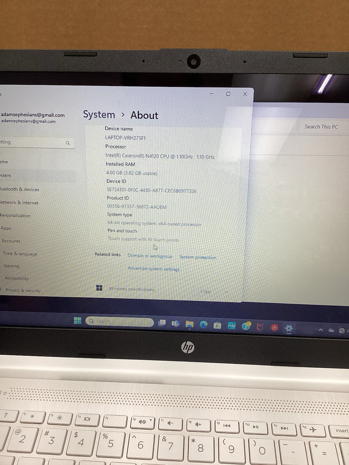 HP 14-dq0080nr 14in Laptop Intel N4120 4gb MEM 64gb eMMC Win11 Touch Screen