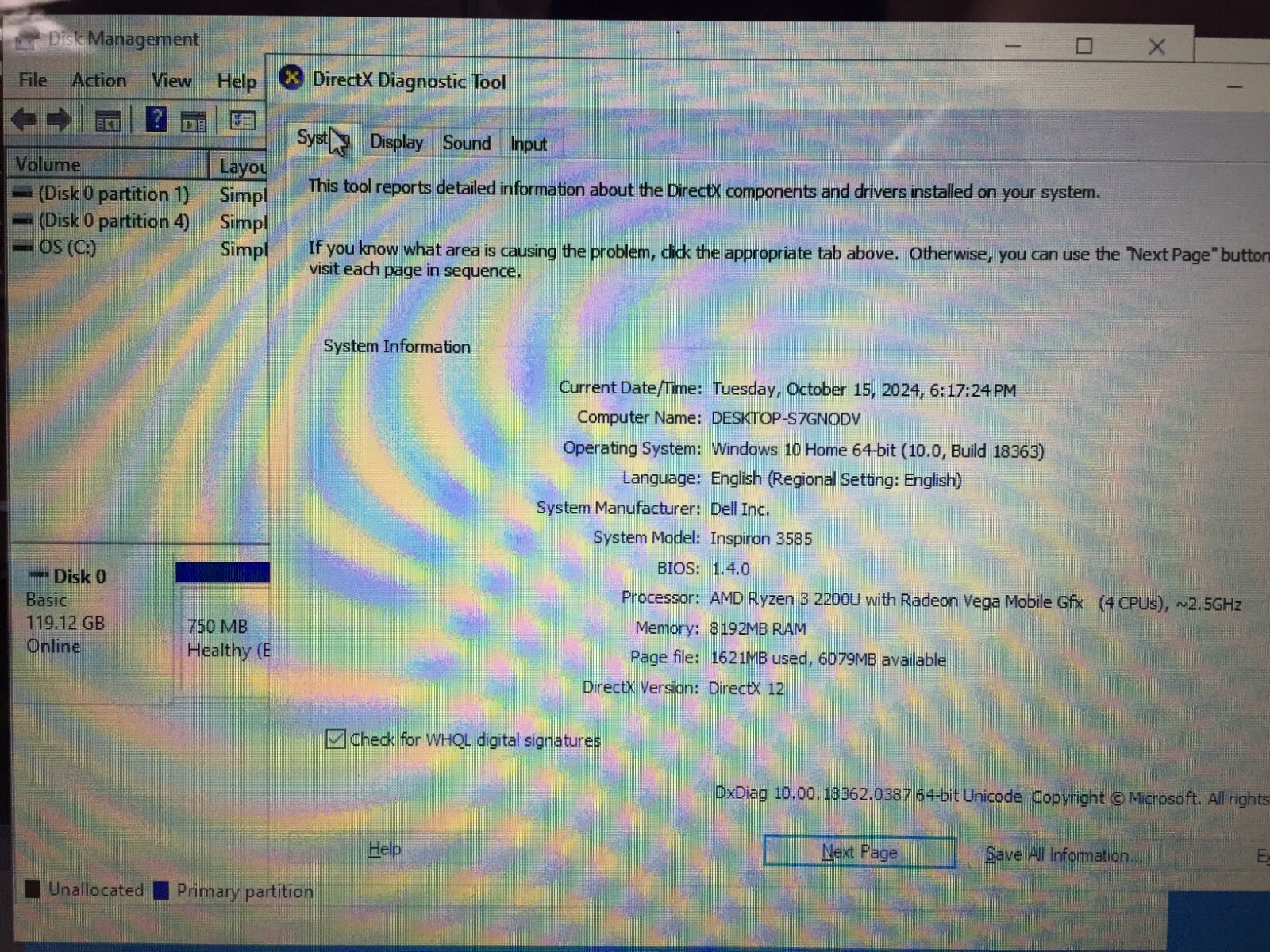 Dell Inspiron 3585 15.6″ Touchscreen Laptop/AMD Ryzen 3 2200U/8GB/128GB SSD/W10H