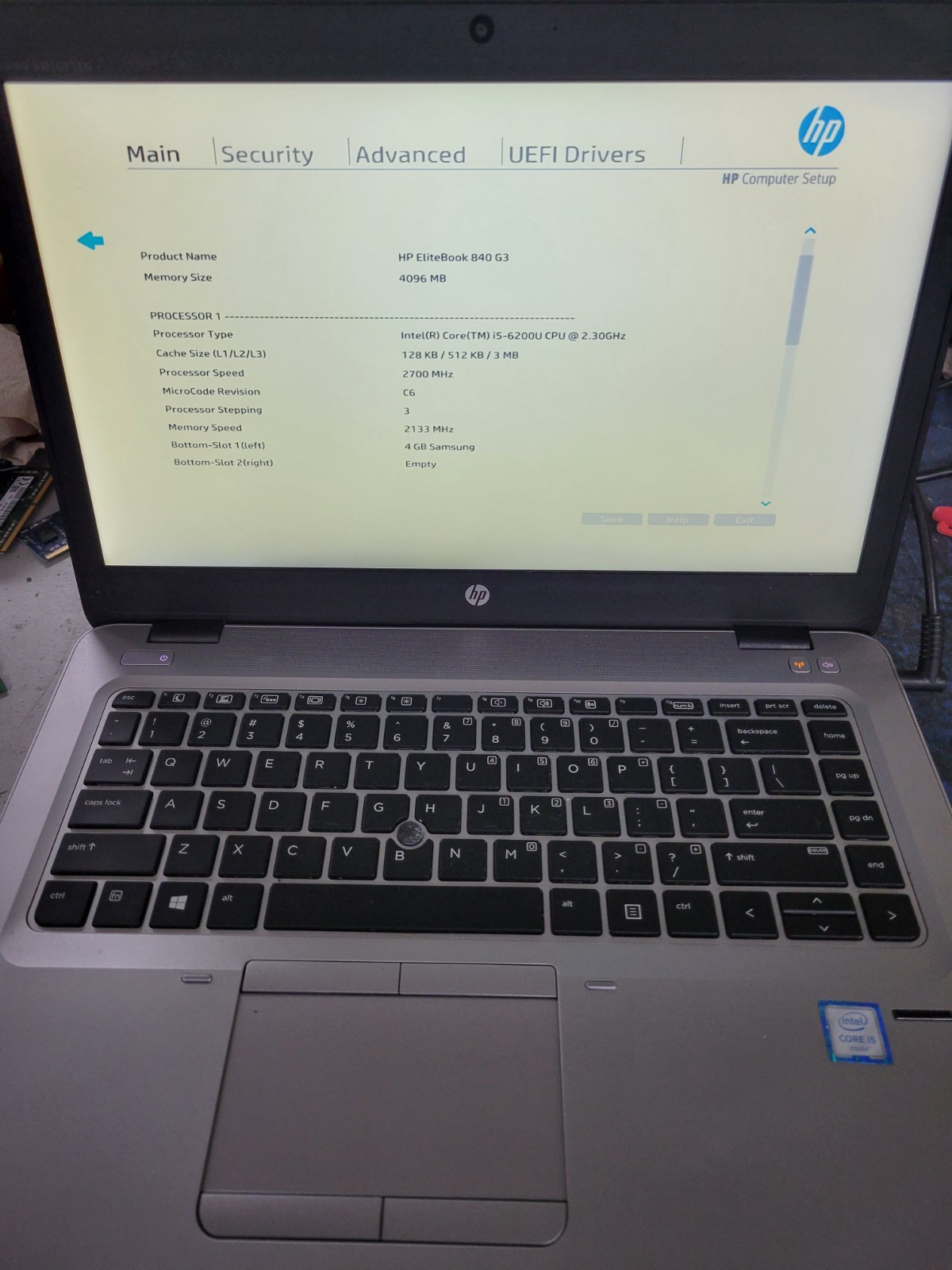 HP EliteBook 840 G3 i5-6200U 4GB RAM *No Battery/HDD/OS* *Boots to BIOS* | C921
