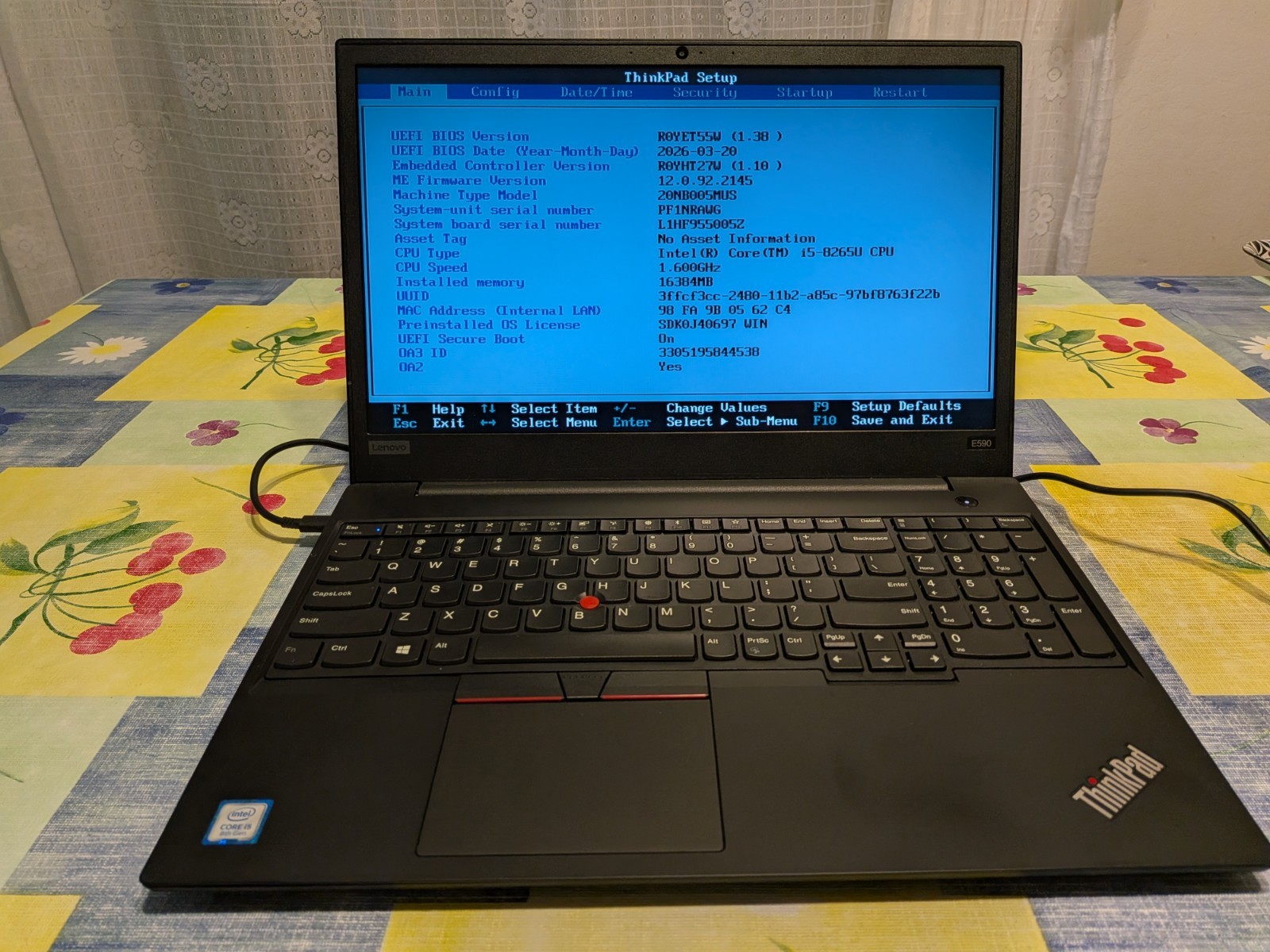 Lenovo ThinkPad E590 (Core i5-8265U 1.60GHz, 16GB Memory, 256GB SSD, Windows 11)