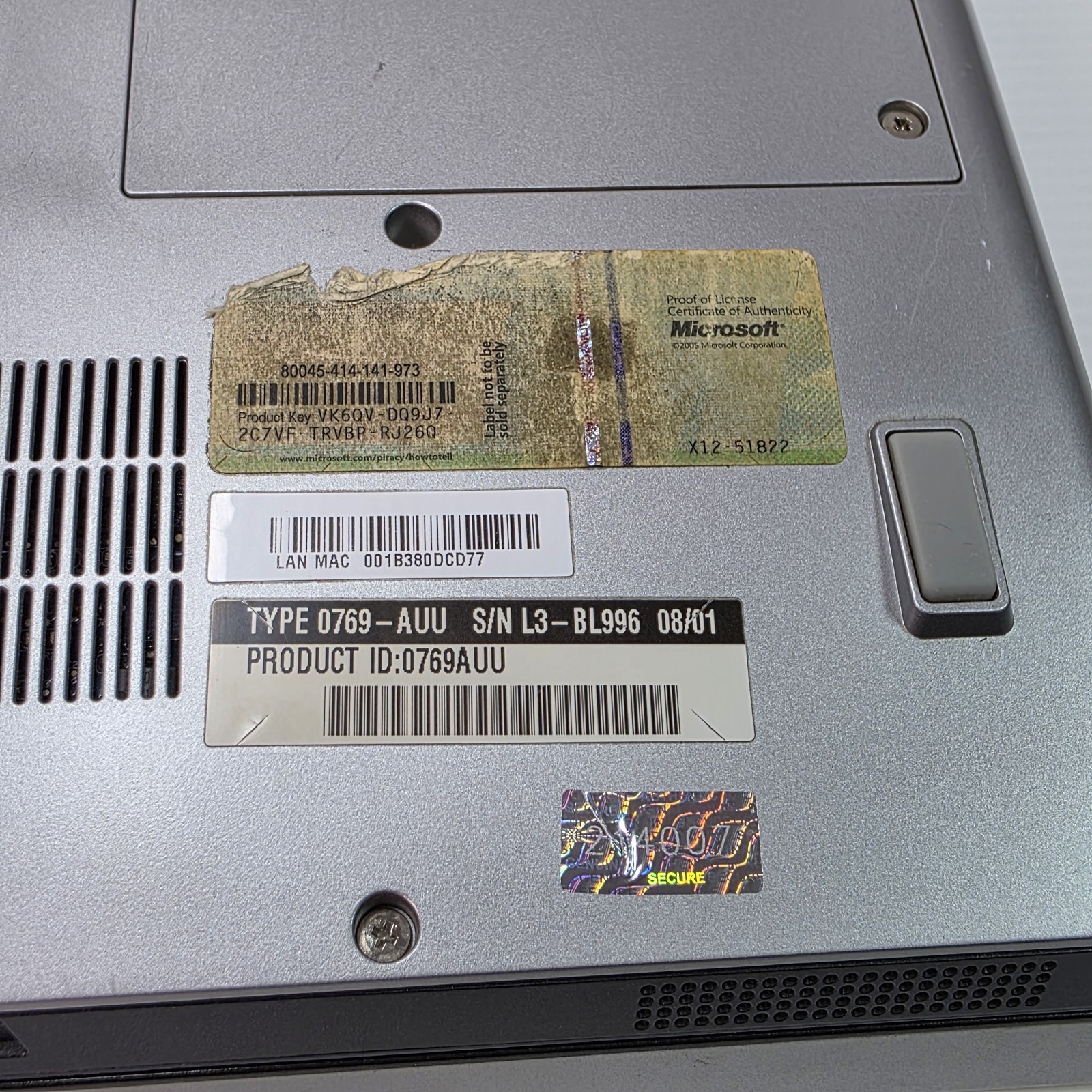 Vintage Lenovo 3000 N200 15″ Laptop Intel Core 2 Duo 2.2GHz