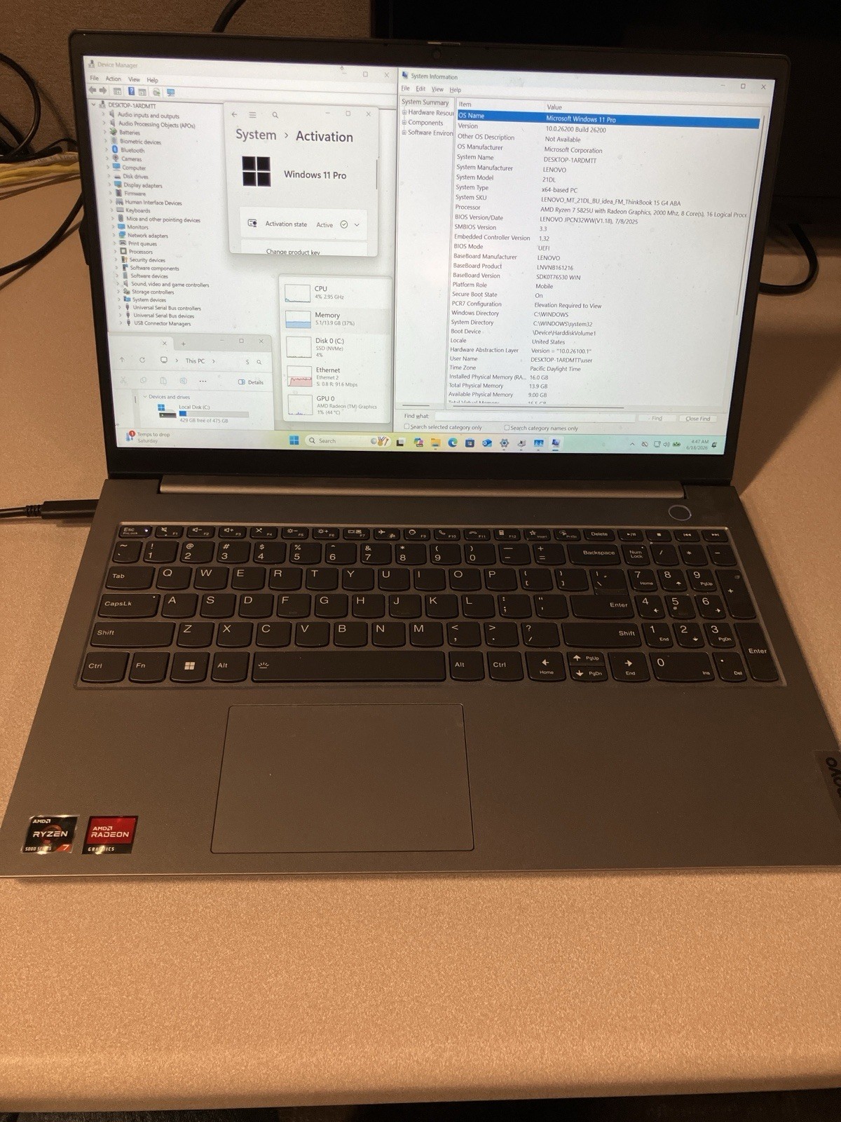 Lenovo ThinkBook 15 G4 LAPTOP ABA 15″ RYZEN 7 5825U 16GB RAM 512GB – Very Good