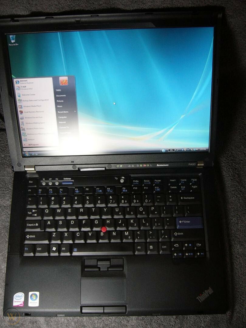 Dual Boot Windows 7 and XP Pro IBM Lenovo R500 Thinkpad Laptop 4GB Office2010
