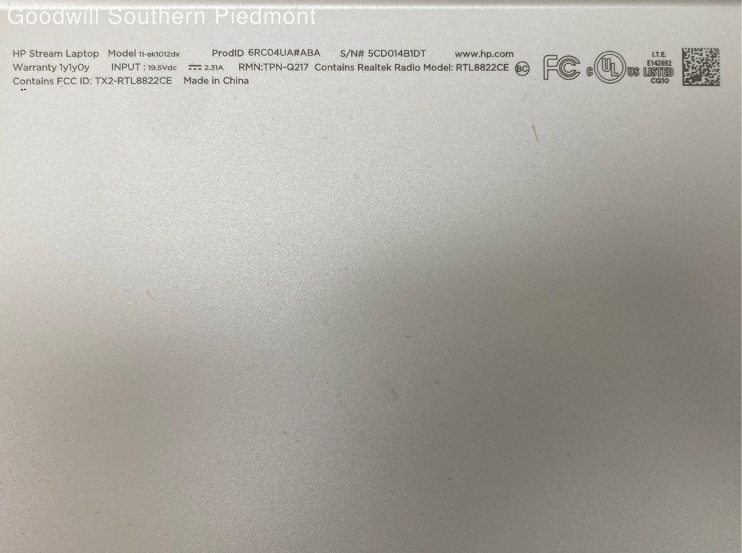 HP Stream 11-ak1012dx Intel Atom x5-E8000 1.04GHz 4GB RAM 64GB SSD Ubuntu