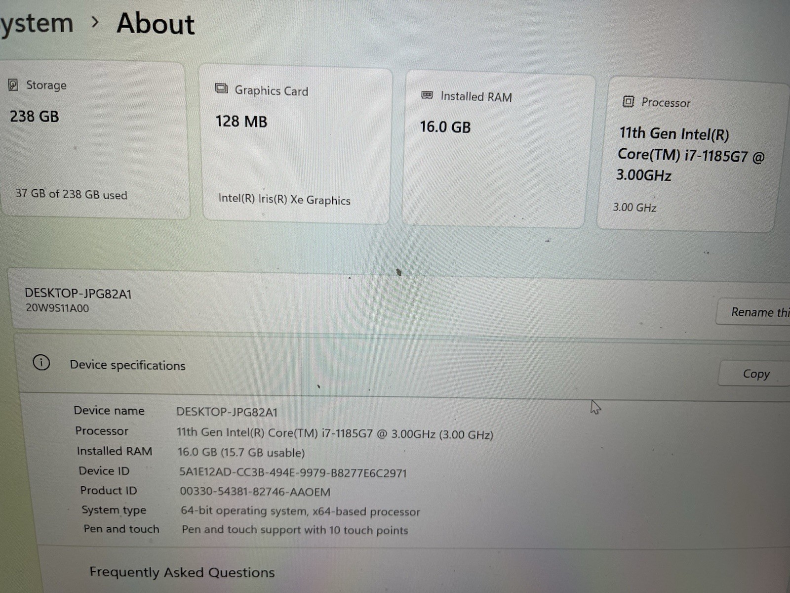 Lenovo ThinkPad X13 Gen 2 13.3″ Touch i7-1185G7 16GB RAM 256GB SSD Win11