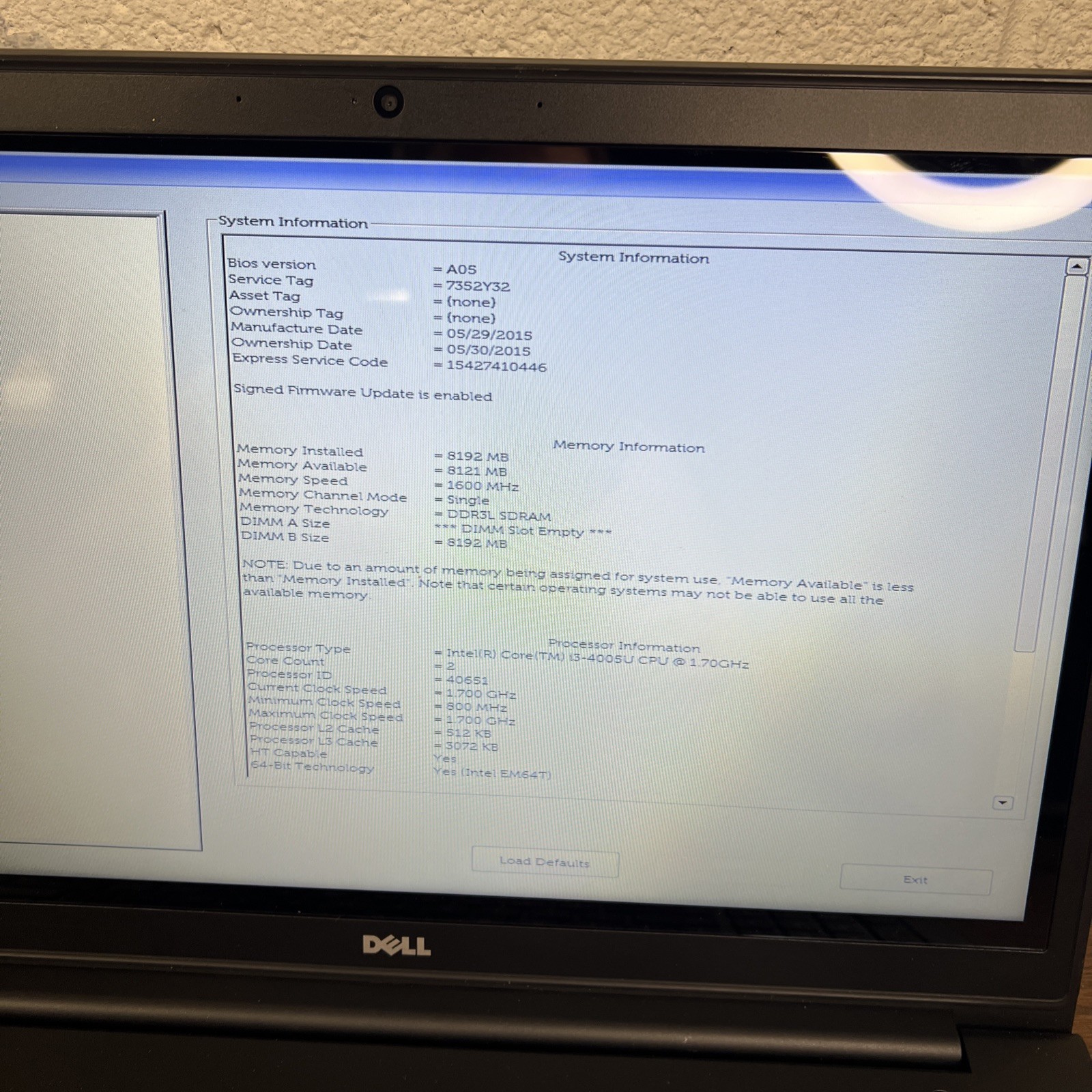 Lot Of 2 Dell Latitude 3550 i3-4005U 8GB Ram – No HDD, No OS – (Read)