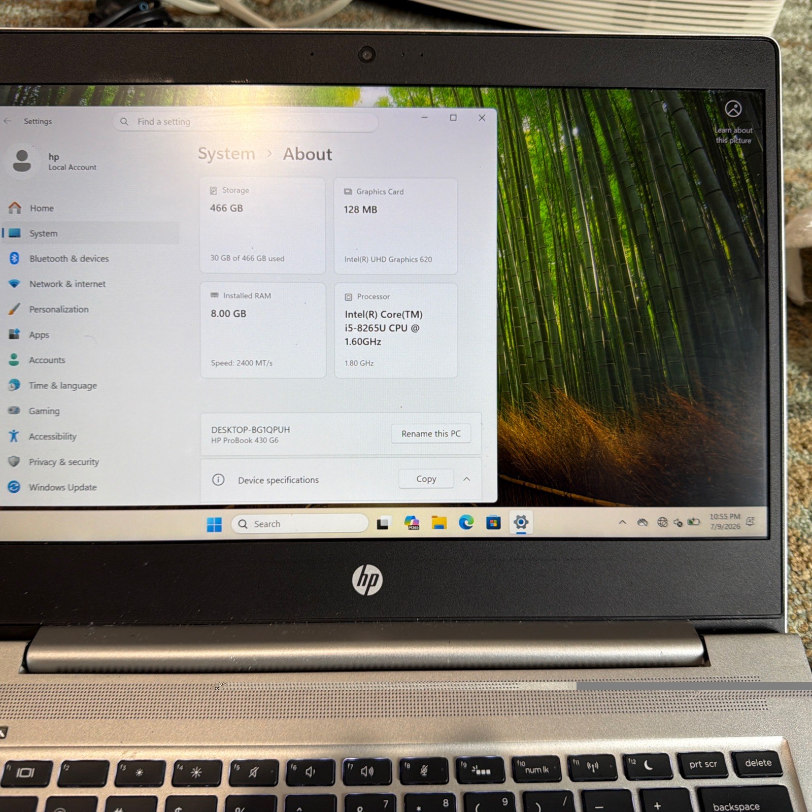 HP ProBook 430 G6 13″ i5-8265U 1.6GHz 8GB RAM 512GB HDD Win 11pro